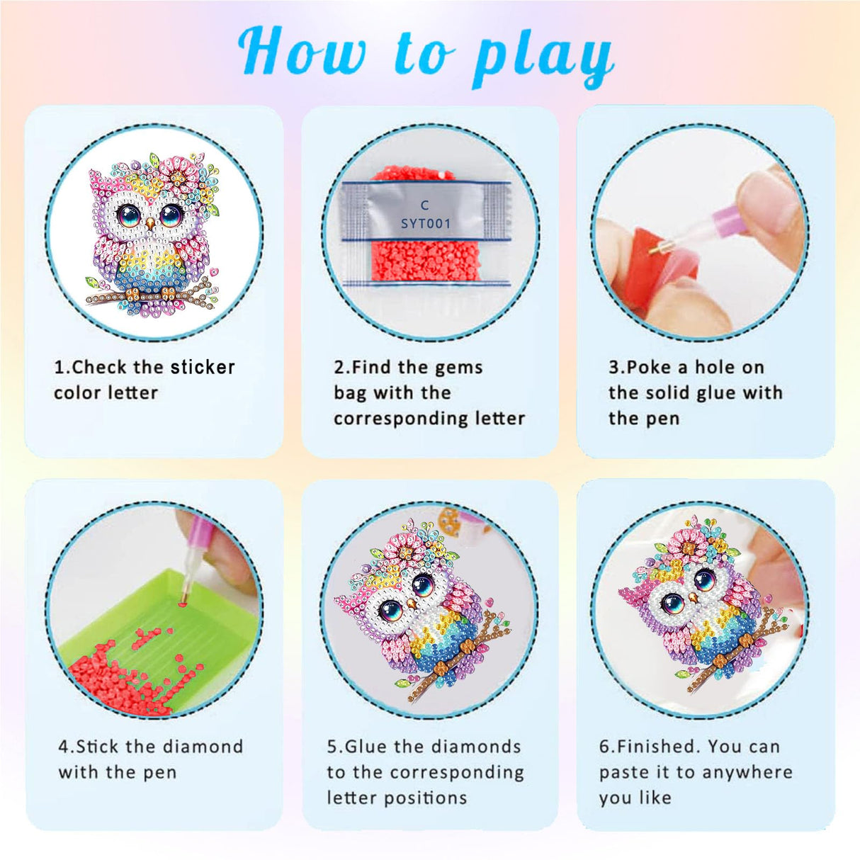 xackcme 48 Pcs Diamond Art Painting Sticker Kits for Kids, Animal Diamond Gem Stickers Kit, 5D Animals Gem Art Stickers Mosaic for Kids Gift for Boys Girls 4-8-10-12 Years Old xackcme