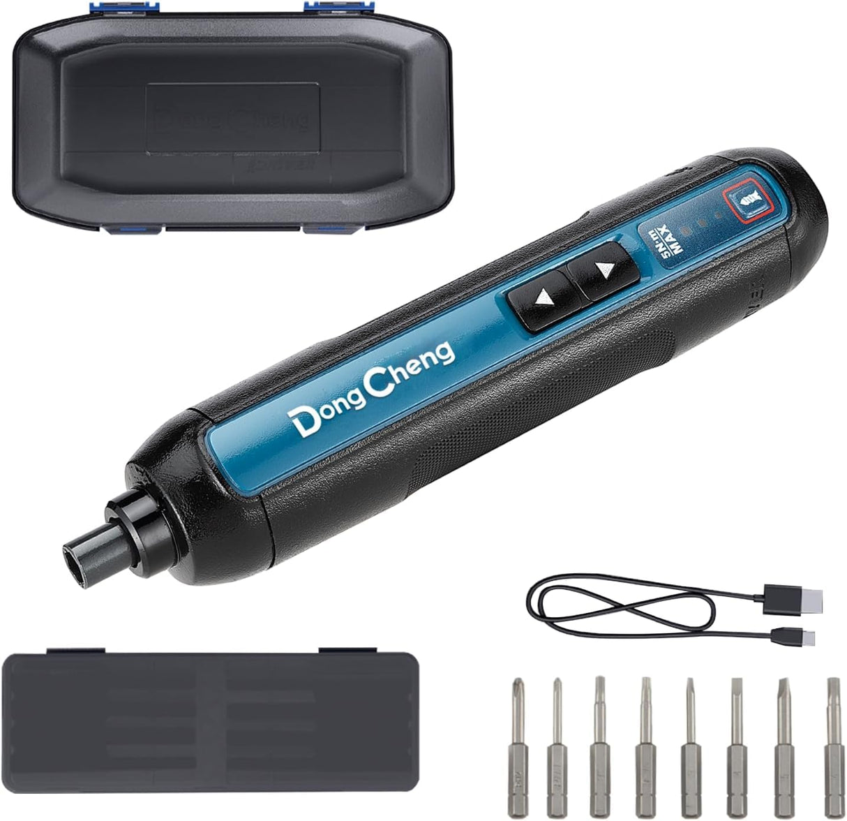 DongCheng 4V Cordless Electric Screwdriver, 2000mAh Battery Powered Rechargeable Screwdriver with 3 Torque Setting Up to 5N.m, 300RPM, Dual LED Lights, 8pcs 2-Inch Magnetic Screw Bits for Home DIY Dong Cheng
