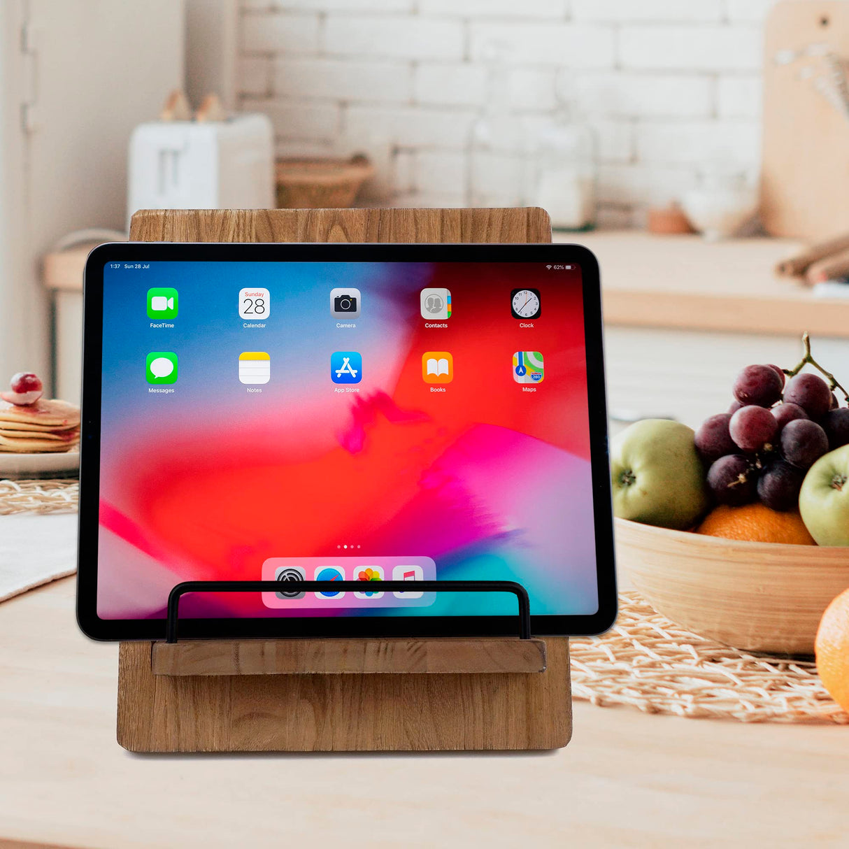 Wood Cookbook Stand Cookbook Holder: Kitchen Adjustable Cookbook Holder Recipe Stand for Counter Brown JUNSHUO