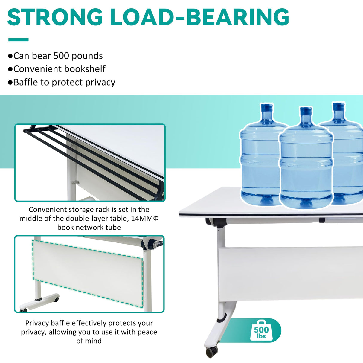 HSHBDDM Folding Conference Table Foldable Conference Table, Conference Rooms Training Rooms Flip Top Mobile Training Table, Rolling Meeting Table with Caster Wheels, Suitable for Office,Meeting Room HSHBDDM