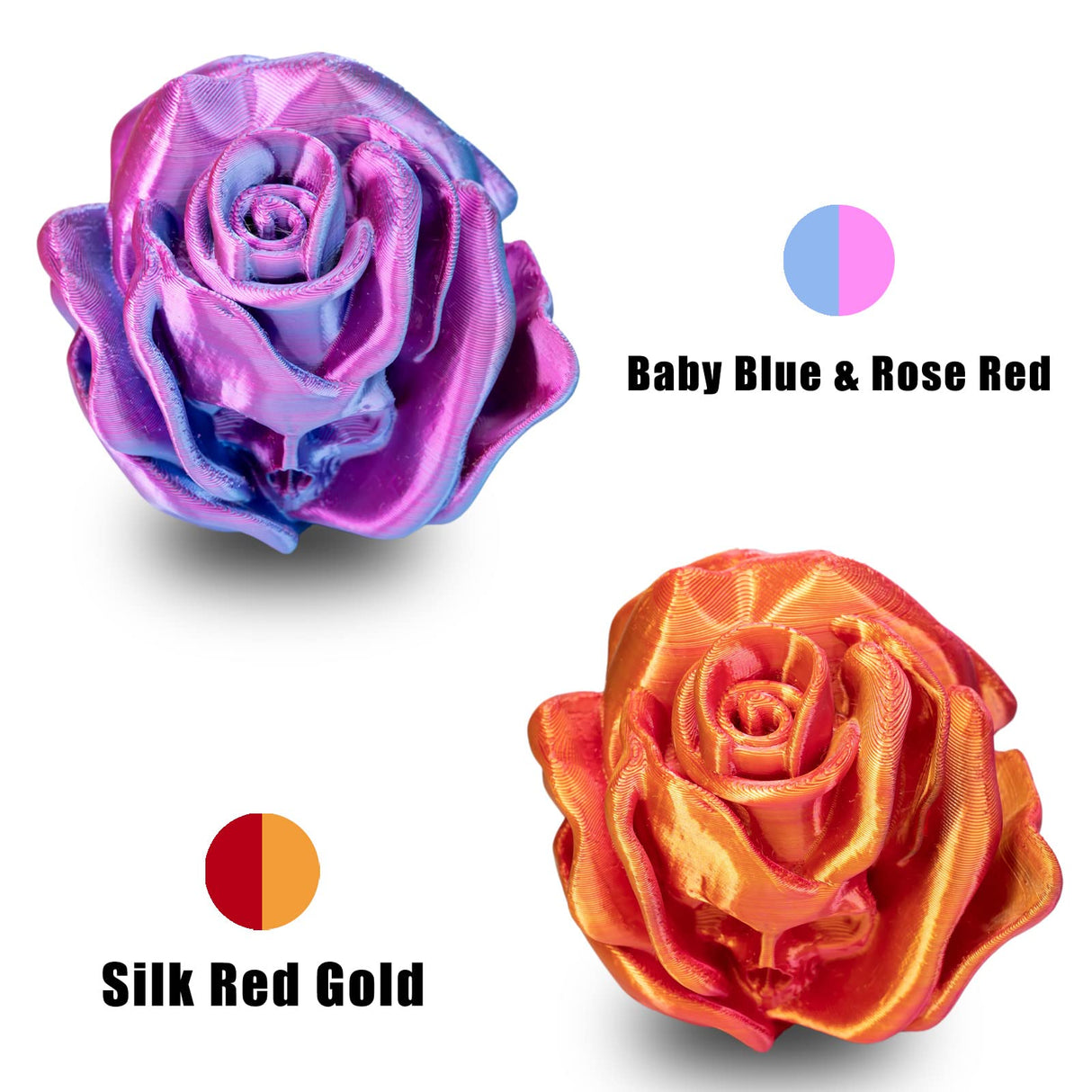 OVV3D 3D Printer Filament, PLA Filament 1.75mm Bundle, Dual Color Filament, Coextrusion 3D Filament, Silk PLA Color Change Every Inch, 3D Printing Filament +/-0.02mm, 200g X 4 Spool OVVNYXE