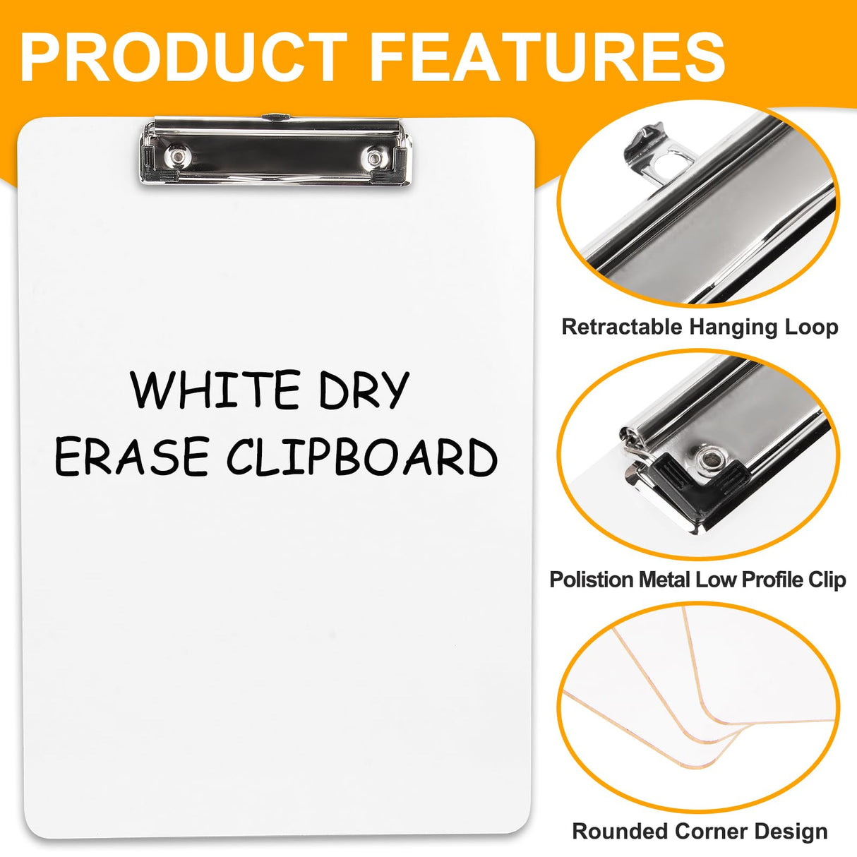 Macroclo Dry Erase Clipboard 2 Pack, Hardboard Clip Board 8.5x11 for Classroom, Students, Kid, A4 Clipboards Size 9" x 12.5",Double-Sided White Board, with Low Profile Clip, Office & School Supply. Macroclo