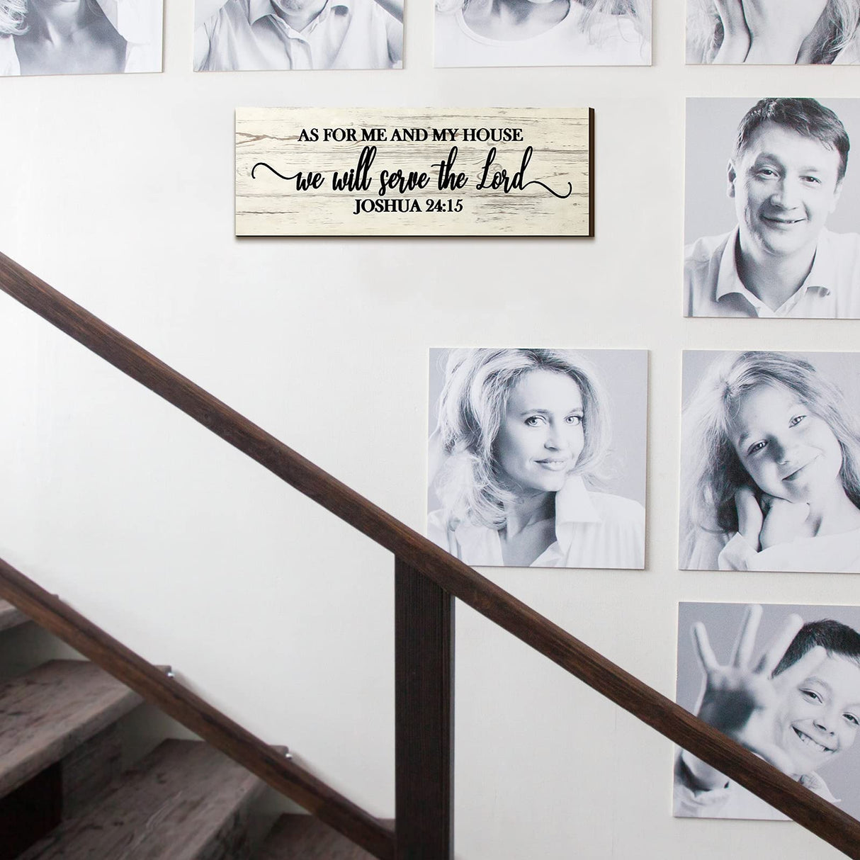 Jetec Christian Wall Art Decor, As for Me and My House We Will Serve the Lord Wooden Plaque Decor for Church Home Farmhouse Bible Verse Scripture Wall Signs (17 x 6 Inch, Joshua) Jetec