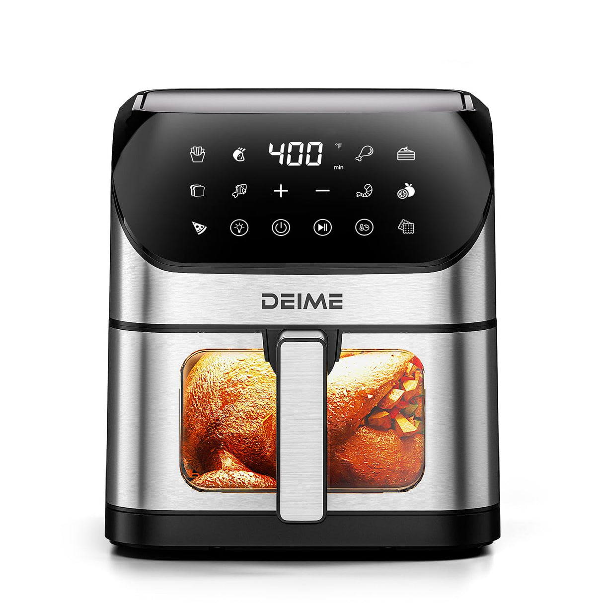 DEIME Air Fryer 6.2 QT Oilless Oven Large AirFryer Healthy Cooker with 10 1-Touch Preset, Visible Cooking Window, Non-Stick Basket & Dishwasher Safe deime