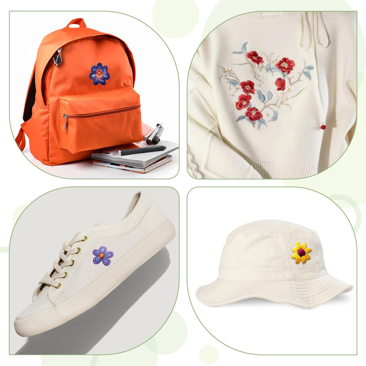 JIYIN 3 Sheets of Water Soluble Embroidery Stabilizers, A4 Water Soluble Stabilizer for Embroidery Patterns, Adhesive Daisy Leaves Butterfly Embroidered Transfer Paper Washable for Hand Sewing JIYIN