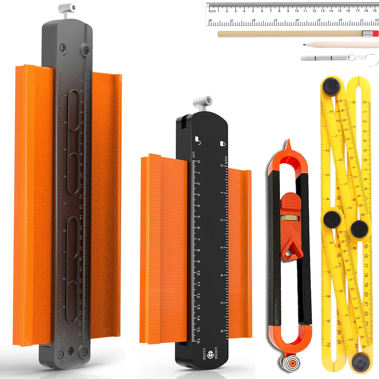 Gauge Shape Outline Tool, Contour Gauge Profile Tool with Lock, Measuring Tools Shape Duplicator for Woodworking - 10 Inch & 6 Inch (6+10 inch HBTJCZXL