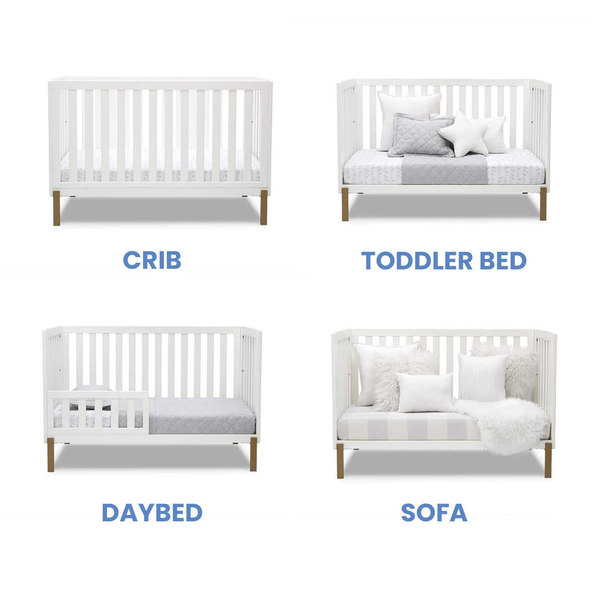 Delta Children Hendrix 4-in-1 Convertible Crib, Bianca White/Bronze Delta Children