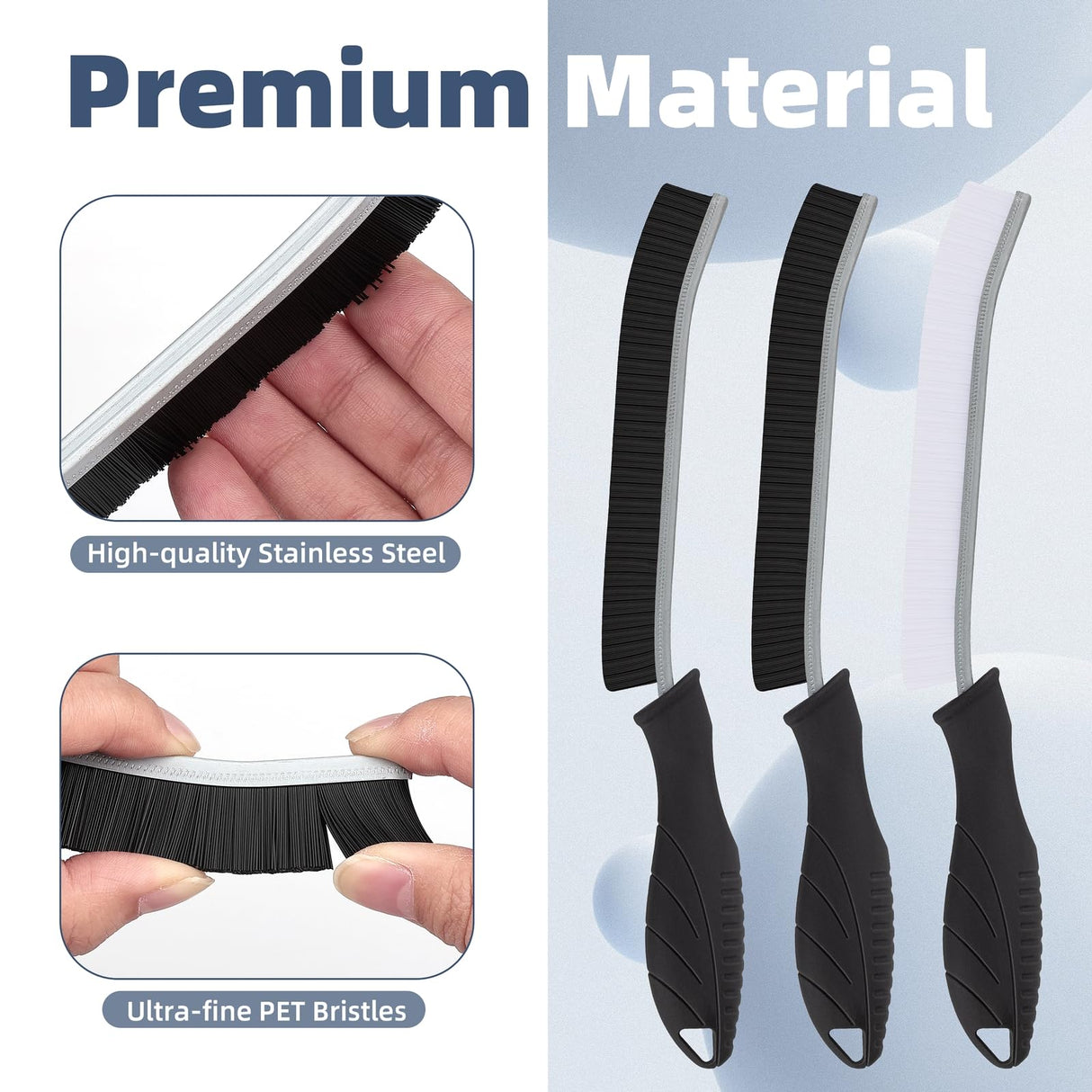 FOOGWEE Hard Bristle Crevice Cleaning Brush - Cleaning Tools for Household Use, Multifunctional Gap Cleaning Supplies for Kitchen, Bathroom, Toilet, Window, Vehicle, Faucets, Grout, Home (Black) FOOGWEE