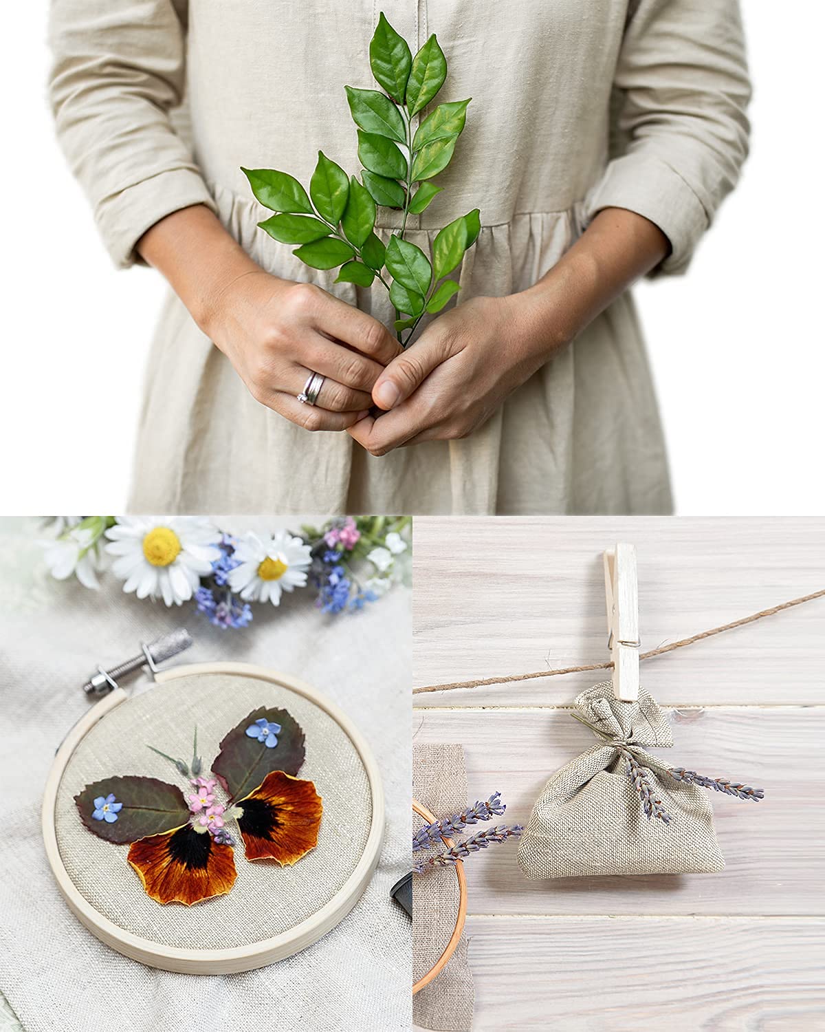 Pllieay 39 x 55 Inch Natural Pure 100% Linen Fabric, Plain Solid Colour Linen Fabric Cloth for Needlework, Dressmaking, Skirts, Bag, Embroidery, Tablecloths and Garments Craft Pllieay