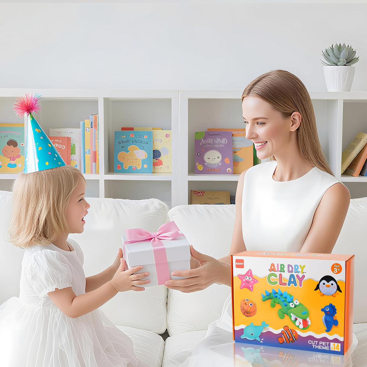 Air Dry Clay for Kids,Modeling Clay Kit,14 Species of Marine Life DIY Molding Clay Art Crafts Set,Ultra Light & Soft,Safe Non-Toxic,Toys Gifts for Age 4 5 6 7 8+ Years Old Boys Girls Kids QANIY