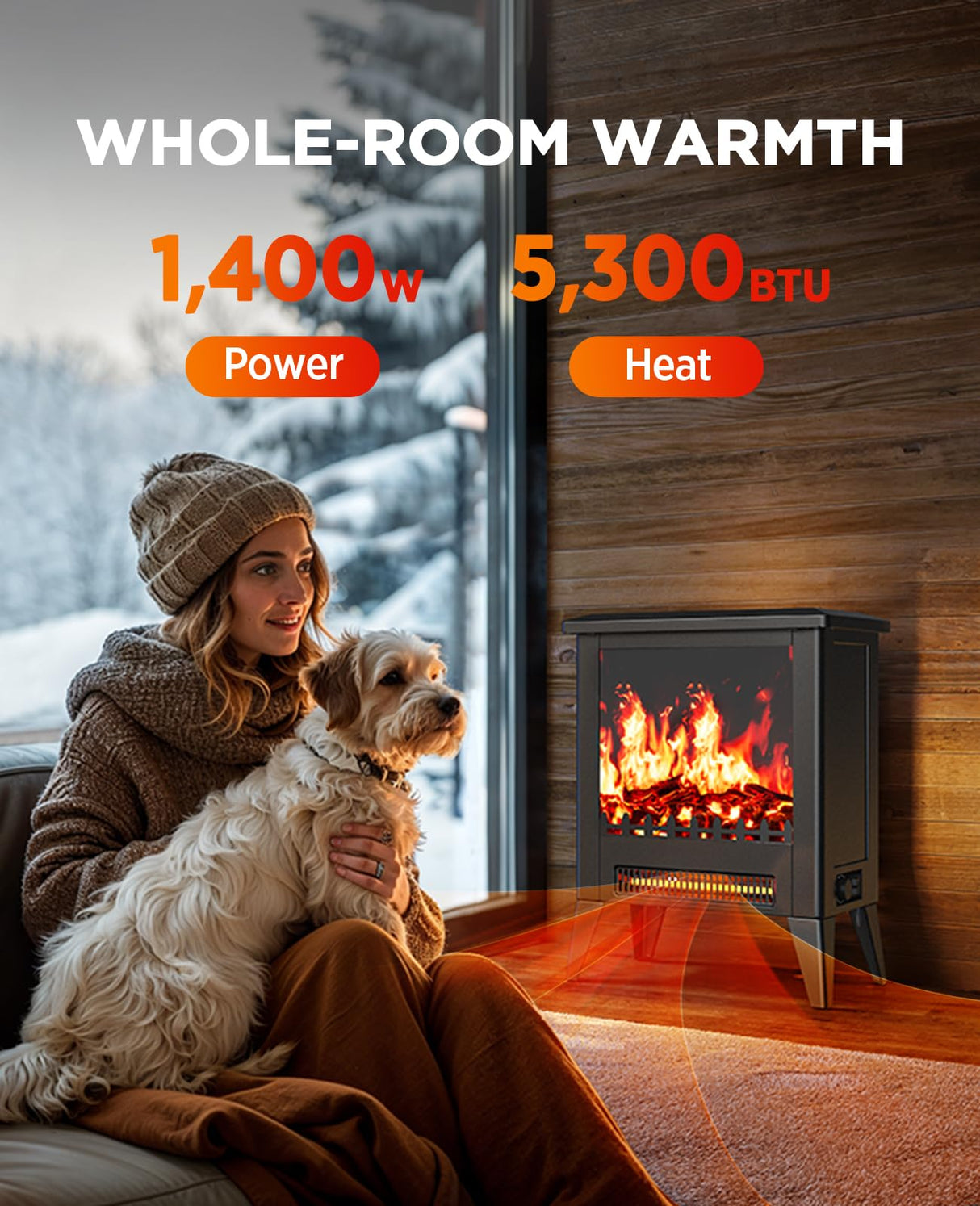 Silonn Electric Fireplace Heater, Quick Heating Portable Low Noise Fireplace with Temp Control, CSA Certified,18” Electric Fire Place with Overheat Protection Function for Living Room, Bedroom, Black Silonn