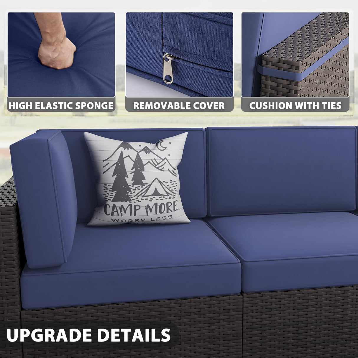 Vakollia 13 Pieces Patio Furniture Set with 44" Propane Gas Fire Pit Table, Outdoor Sectional Wicker Conversation Sofa Sets with Coffee Table Vakollia