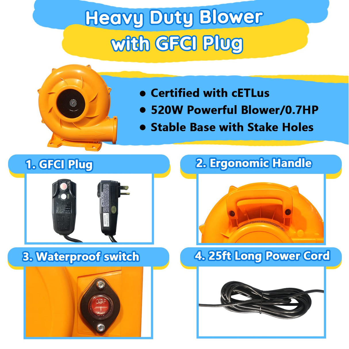 Causeair Giant Inflatable Bounce House with Water Slide,Wet & Dry Use,Basketball Hoop,Climbing Wall,Heavy Duty GFCI Blower,Bouncy Castle with Ball Pit causeair