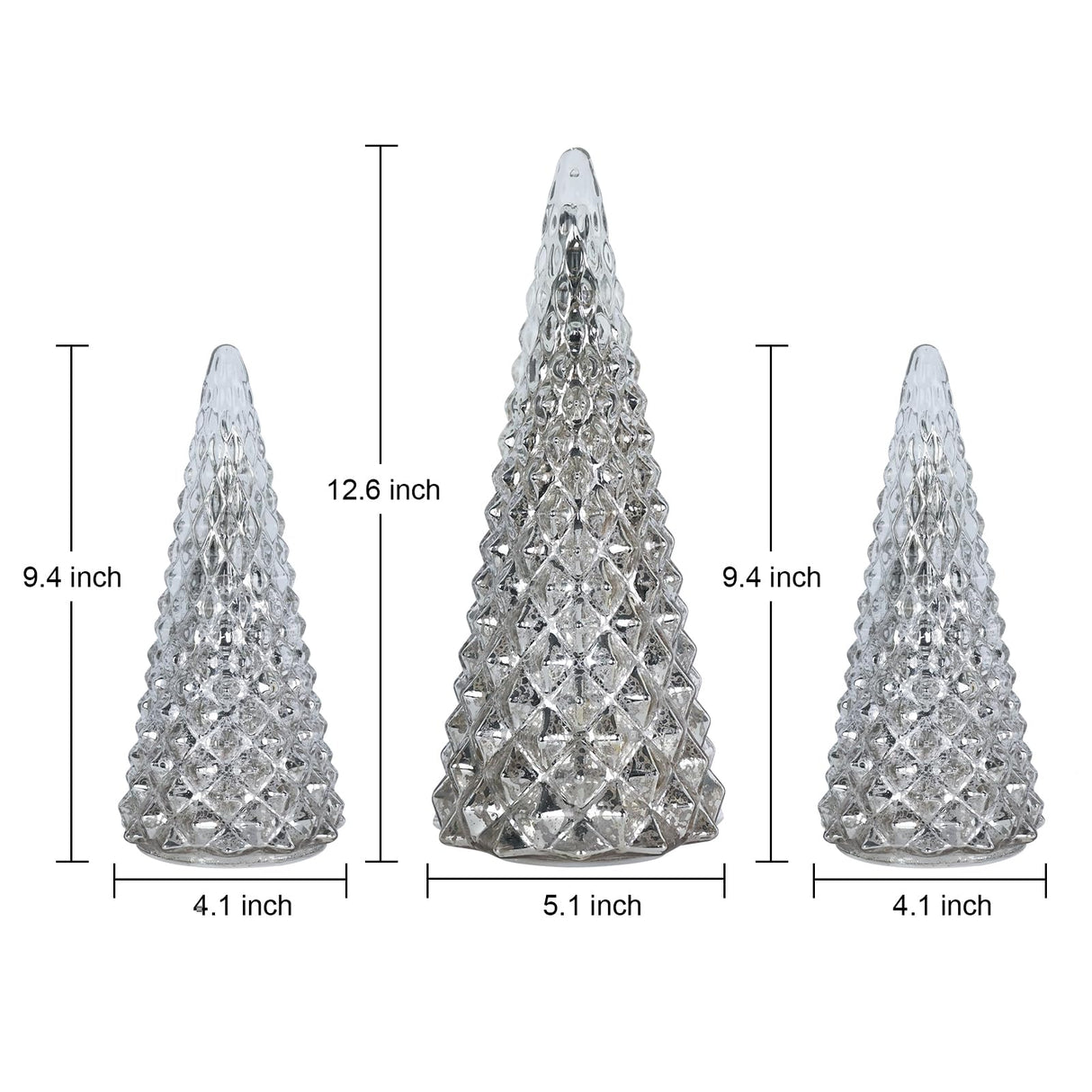 Christmas Decorations Indoor, YEAHOME Set of 3 Pre-lit Gold Glass Christmas Tree for Home Decor, Christmas Table Decorations Lighted Xmas Tree with Timer for Living Room Mantel Tabletop Party YEAHOME