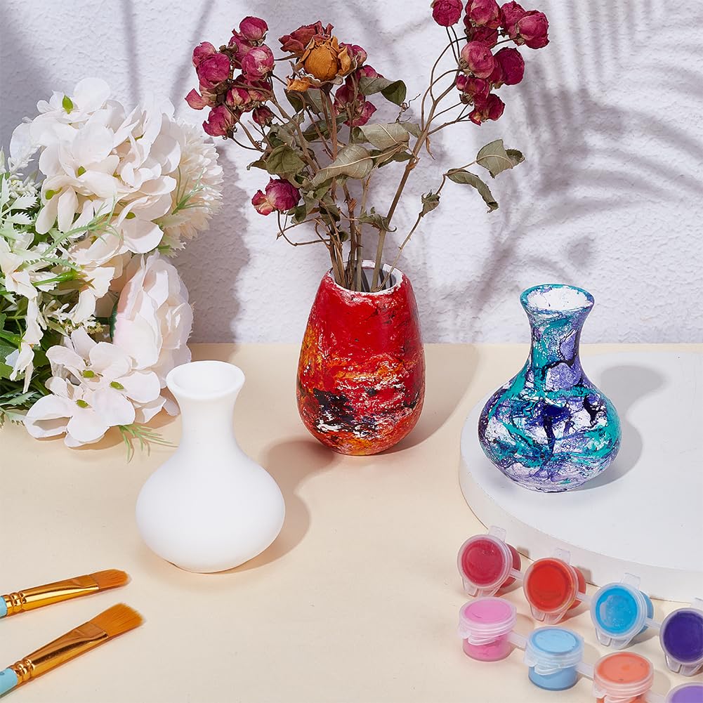 WEBEEDY DIY Water Marble Painting Kit for Adults 2 Styles Vase Marbling Paint Art Set with Instruction for Beginners Paint Your Own Flower Vase Craft Kits Birthday Wedding Mother's Day Creative Gift WEBEEDY