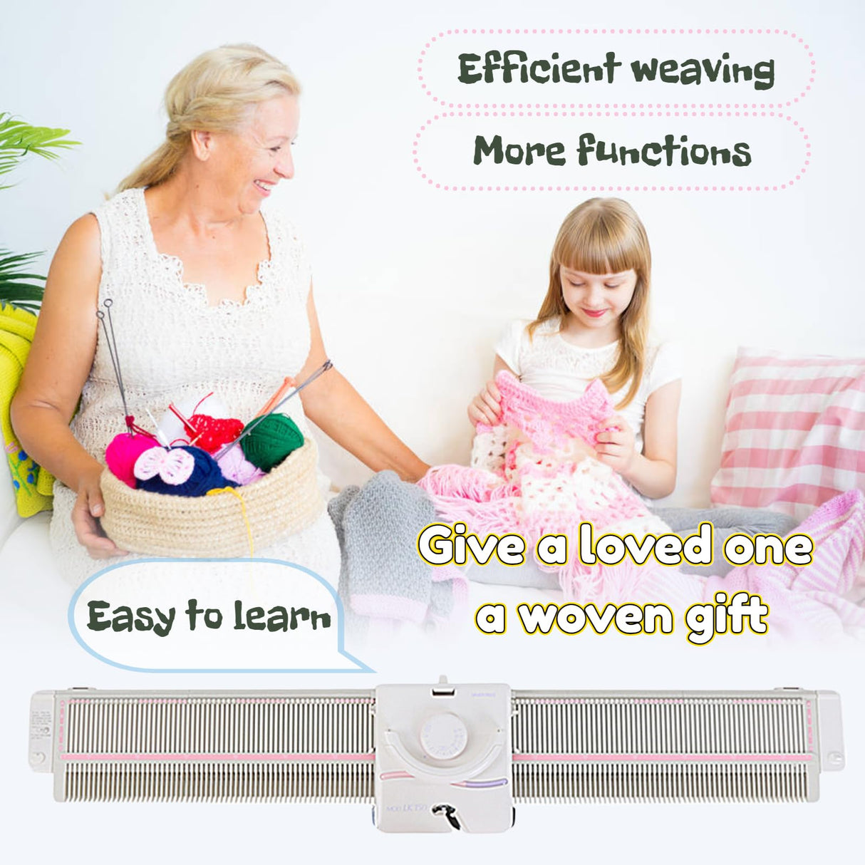 Rosvola Knitting Machines for Adults, 150 Knitting Machine, 150 Needle Knit Fast Flat Knitting Machine Kit and Parts Accessories Rosvola