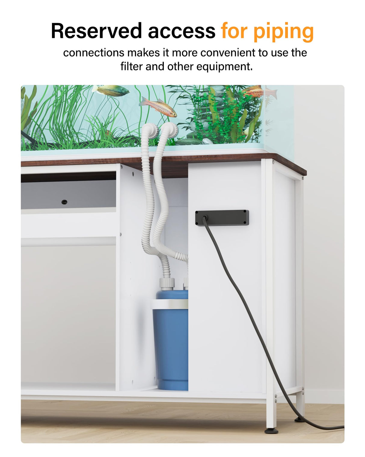 Aquarium Stand for 55 Gallon Fish Tank: Tank Stand Table with Cabinet Storage Accessories - Metal Fish Stand with Power Outlet for 55-75 Gallon Reptile Turtle Terrarium - Weight Capacity 1200 lb FILKO