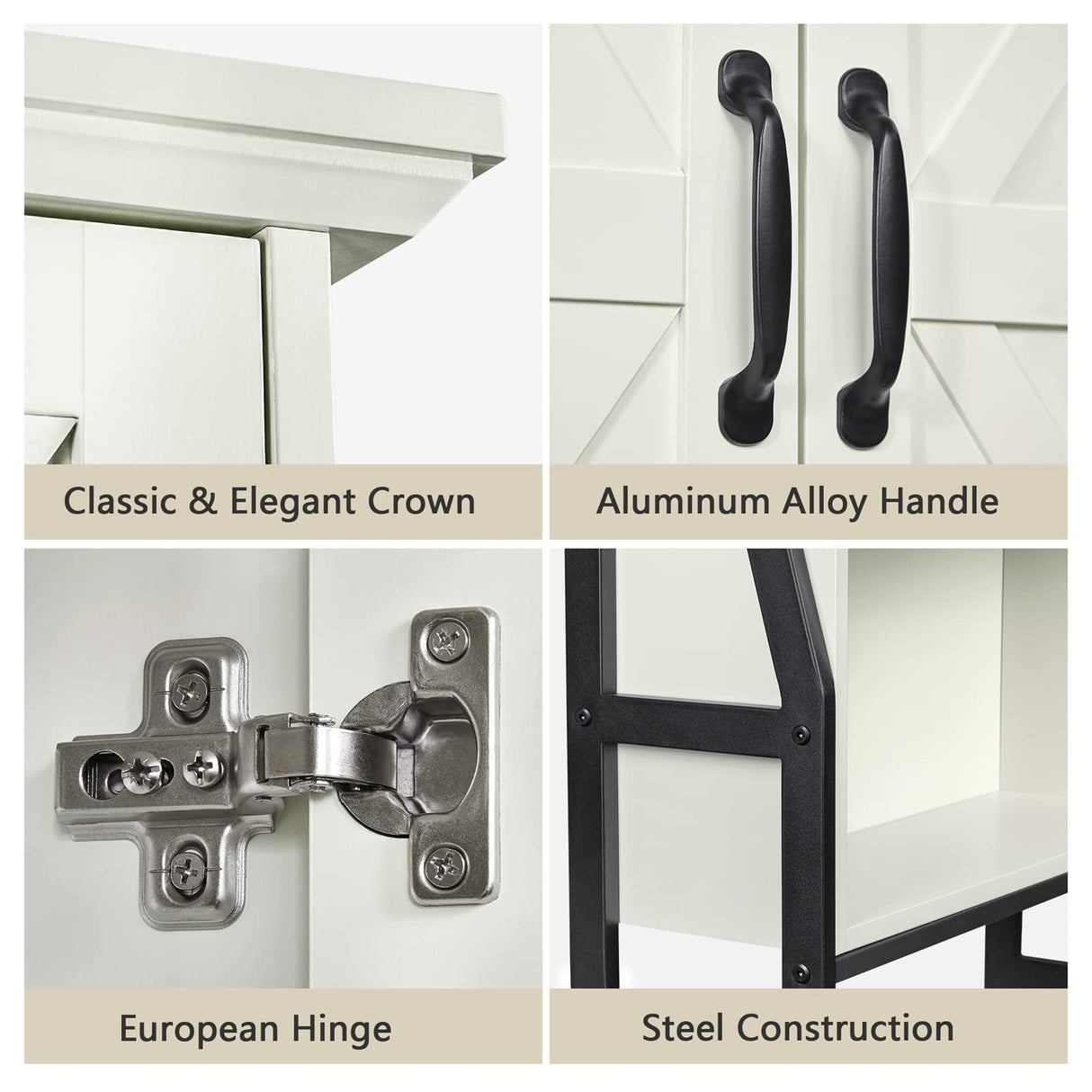 MXARLTR Over The Toilet Storage Cabinet, Over Toilet Bathroom Organizer, Above Toilet Storage Cabinet with Barn Doors Behind Toilet Bathroom Organizer Over-The-Toilet Cabinet (Cream White) MXARLTR