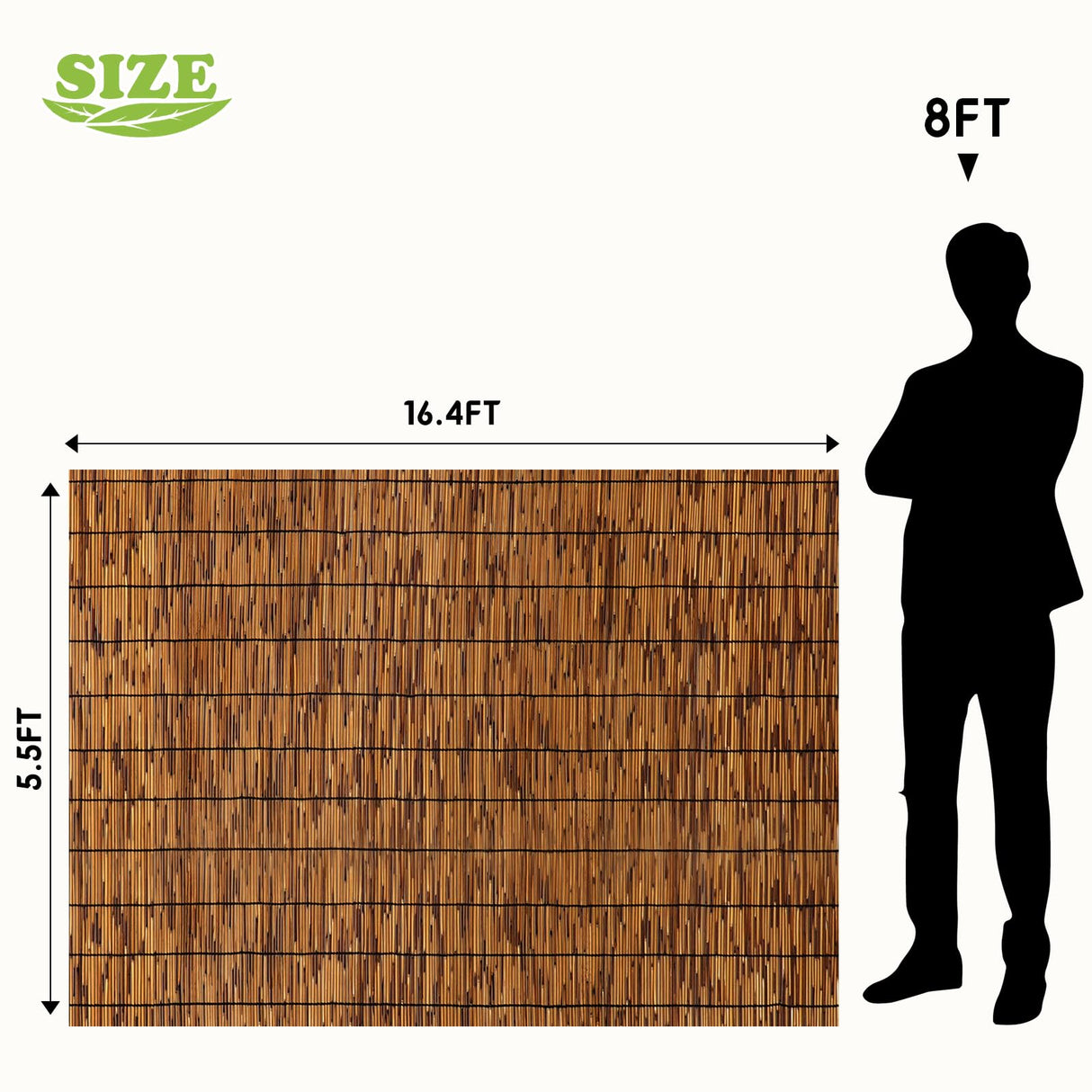 TOOKNIN 1 Pack Natural Reed Fence,5.5FT X 16.4FT Bamboo Fencing Privacy Reed Screening for Outdoor, Gallery, Restaurant, Hotel, Patio (Brown) TOOKNIN
