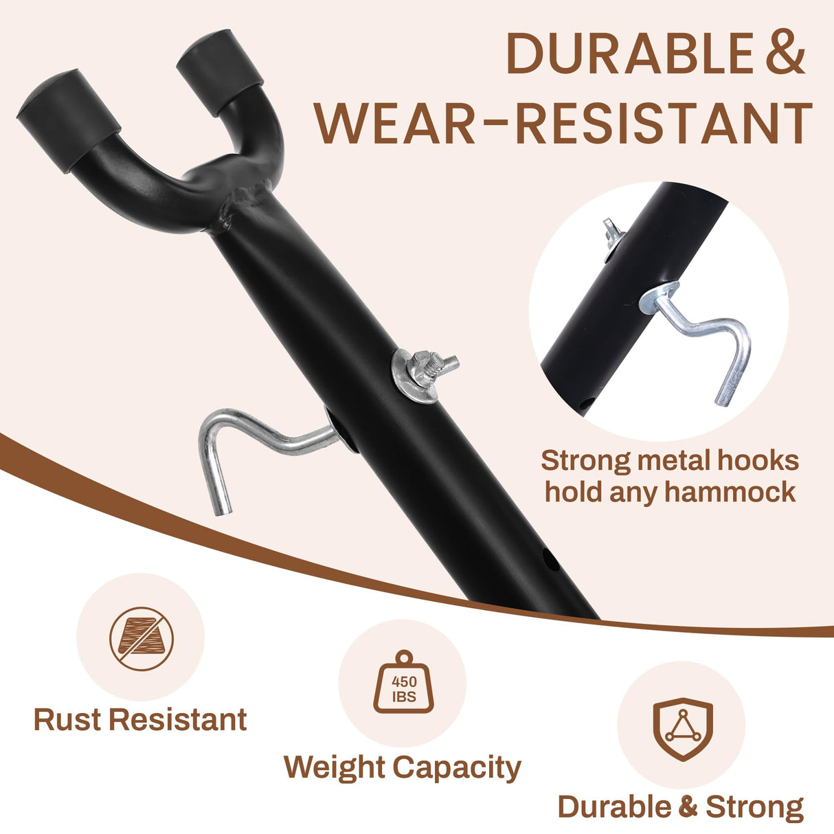 Hammock Stand, Heavy Duty Adjustable Steel Hammock, 9-Foot, 450-Pound Capacity, Weather Resistant, Easy to Assemble Elevon