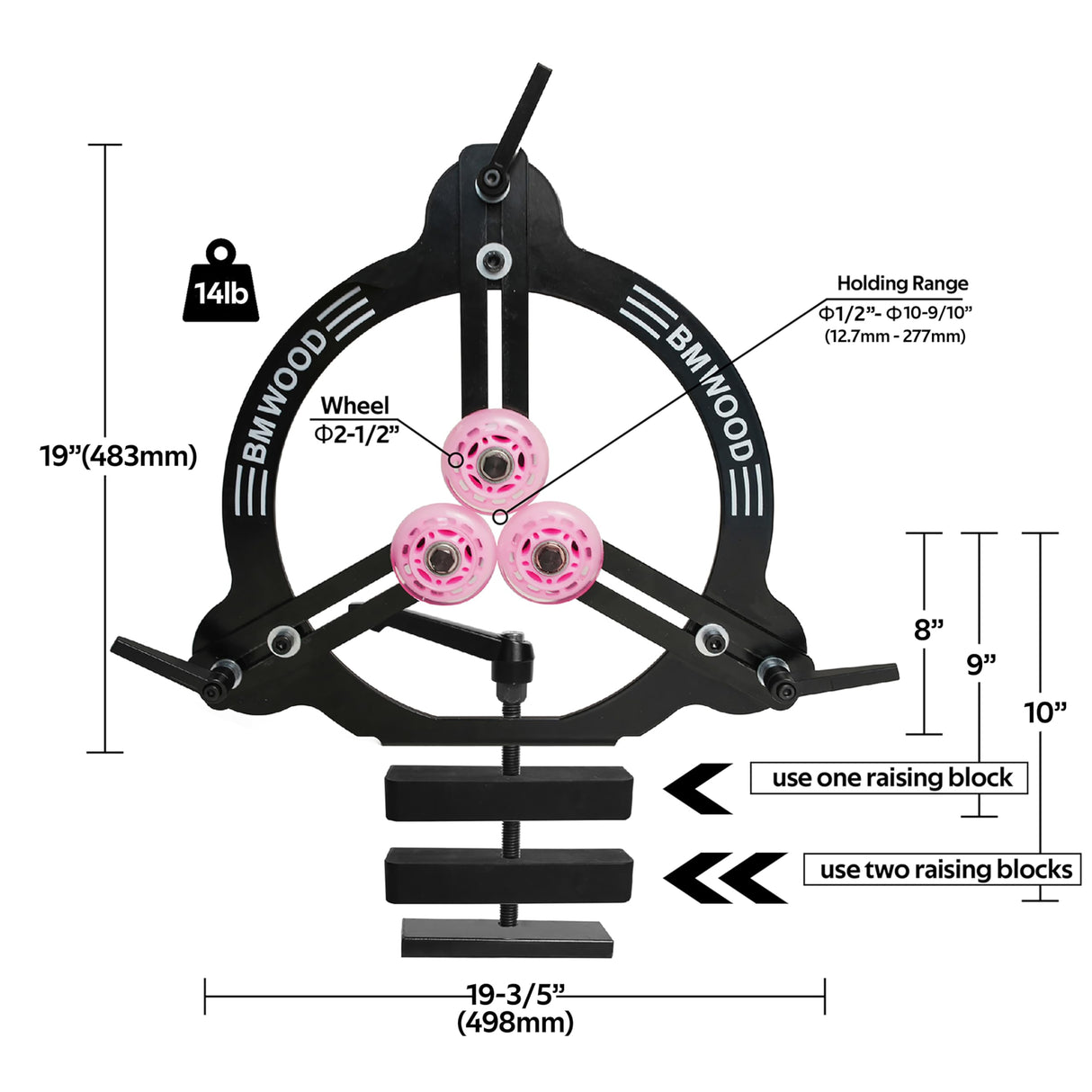 Woodturning Steady Rest MC-FS9 for 16inch,18inch and 20inch Swing Size Lathe for Spindle Woodturning. BMWOOD