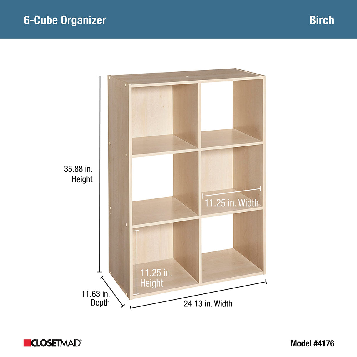 ClosetMaid 4176 6-shelf Cubeicals Organizer, 6-Cube, Birch ClosetMaid