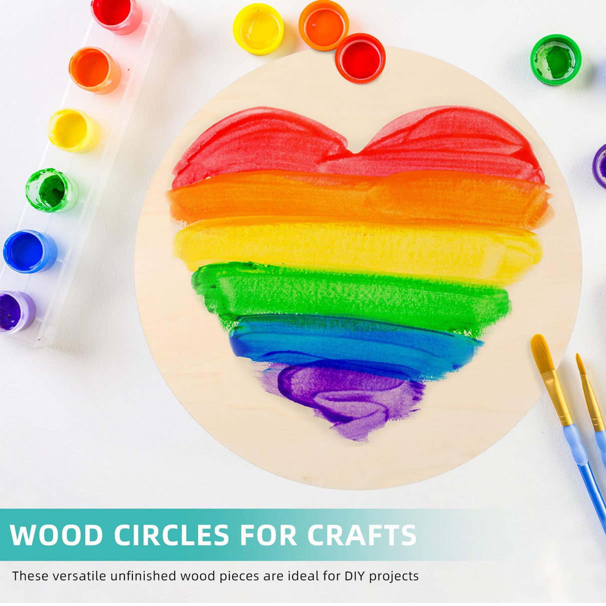 Round Wood Circles for Crafts Round Wood Cutouts Unfinished Round Wood Discs for Door Hanger Design Wood Burning (3 Pieces, 18 Inch) Jetec