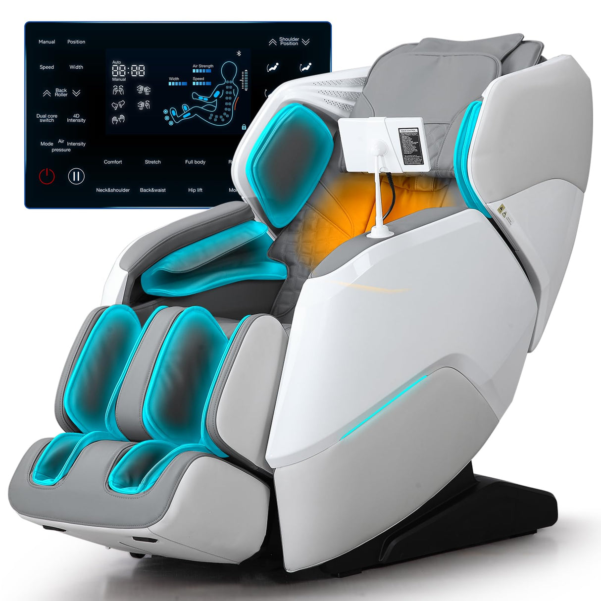 4D+3D Dual Mechanism Massage Chair Full Body Zero Gravity Massage Chair Recliner,AI Fatigue Health Detection,20 * 9+ User-Customized Massage Mode,8" HD Touchscreen&Vioce Control,Back Heating White CareTech