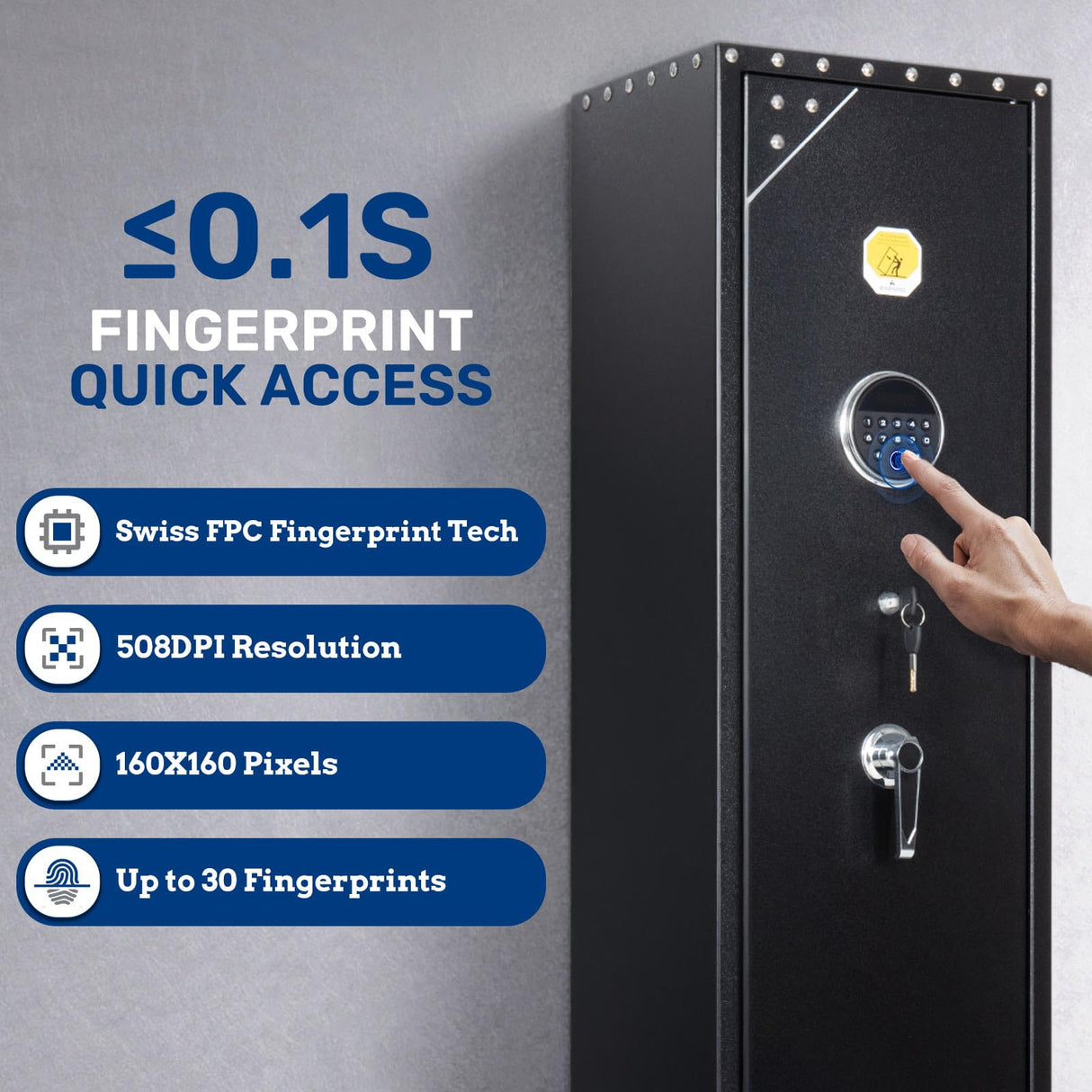 BlackSmith 6 Biometric Gun Safe for Rifles and Pistols 0.1s Quick Access Large Gun Cabinet for Rifles Shotguns Fingerprint Rifle Gun Safe Keypad with Drawer Rifle Racks Ammo Storage BlackSmith
