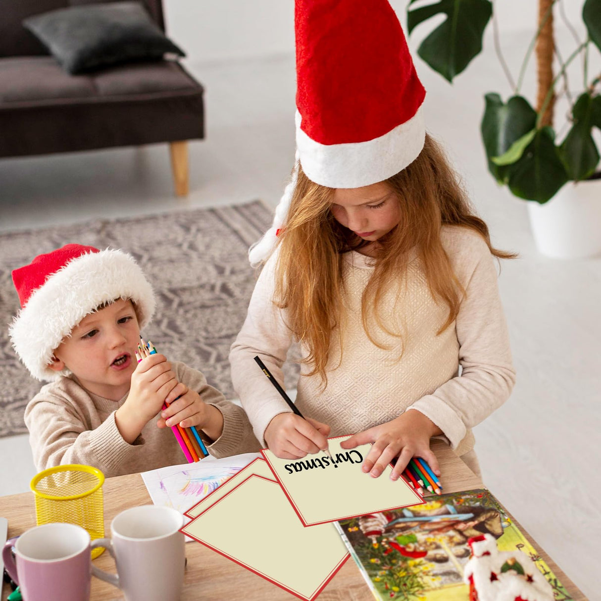 JarThenaAMCS 60Pcs Christmas Stationery Letterhead Paper Set Red Border Letter Writing Paper with Red Gold Envelopes for Xmas Greeting Card Invitation Office Printing, 8.5" x 11" JarThenaAMCS