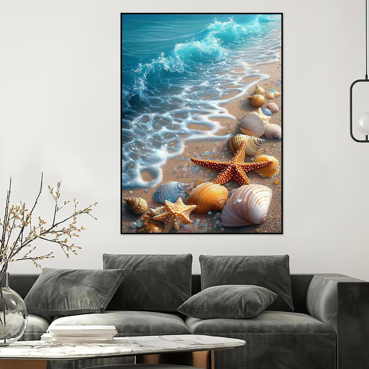 6 Packs Paint by Number for Adults, Beach DIY Acrylic Oil Painting Paint by Numbers Kits on Canvas, Adults Paint by Numbers Kits Drawing Paintwork for Home Decor Gift Sea Turtle 12x16in KICHANG