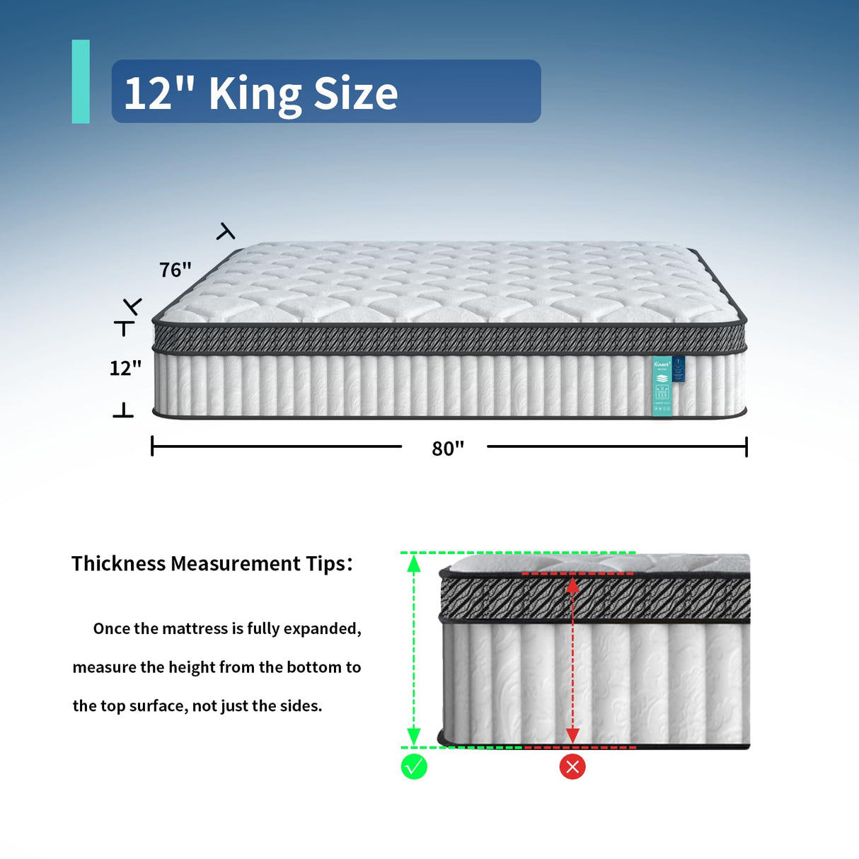 12 inch King Mattress, Hybrid Memory Foam and Pocket Spring, Motion Isolation, Medium Firm,Edge Support, Soft Touch, Cool and Breathable,Comfortable Mattress in a Box Ninare