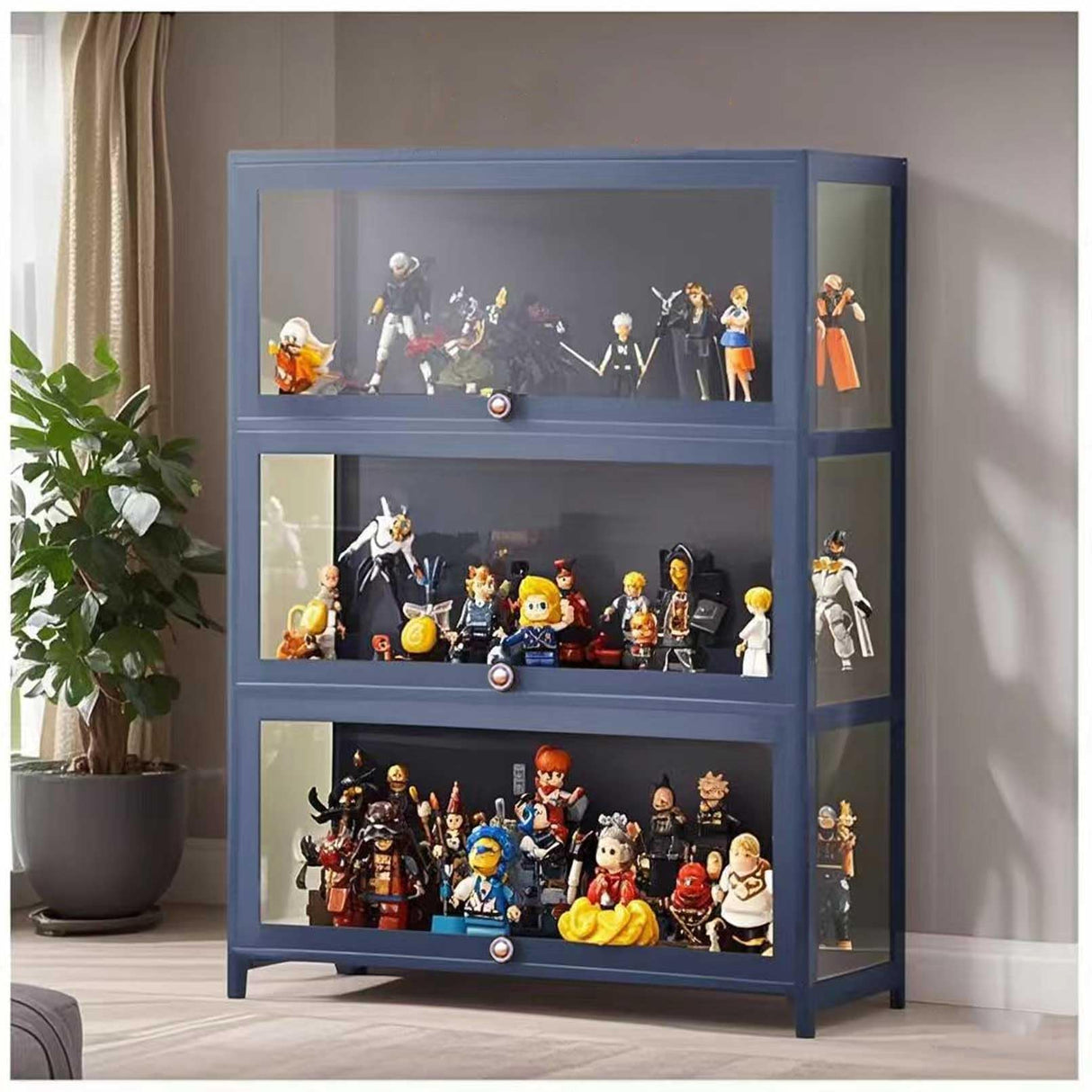 Display Cabinet Curio Cabinet with Acrylic Doors, Figures and Curio Collection Display Case, Floor Standing Clear Showcase for Living Room Bedroom,Gray,L31.5xW12.6xH41.7in Generic