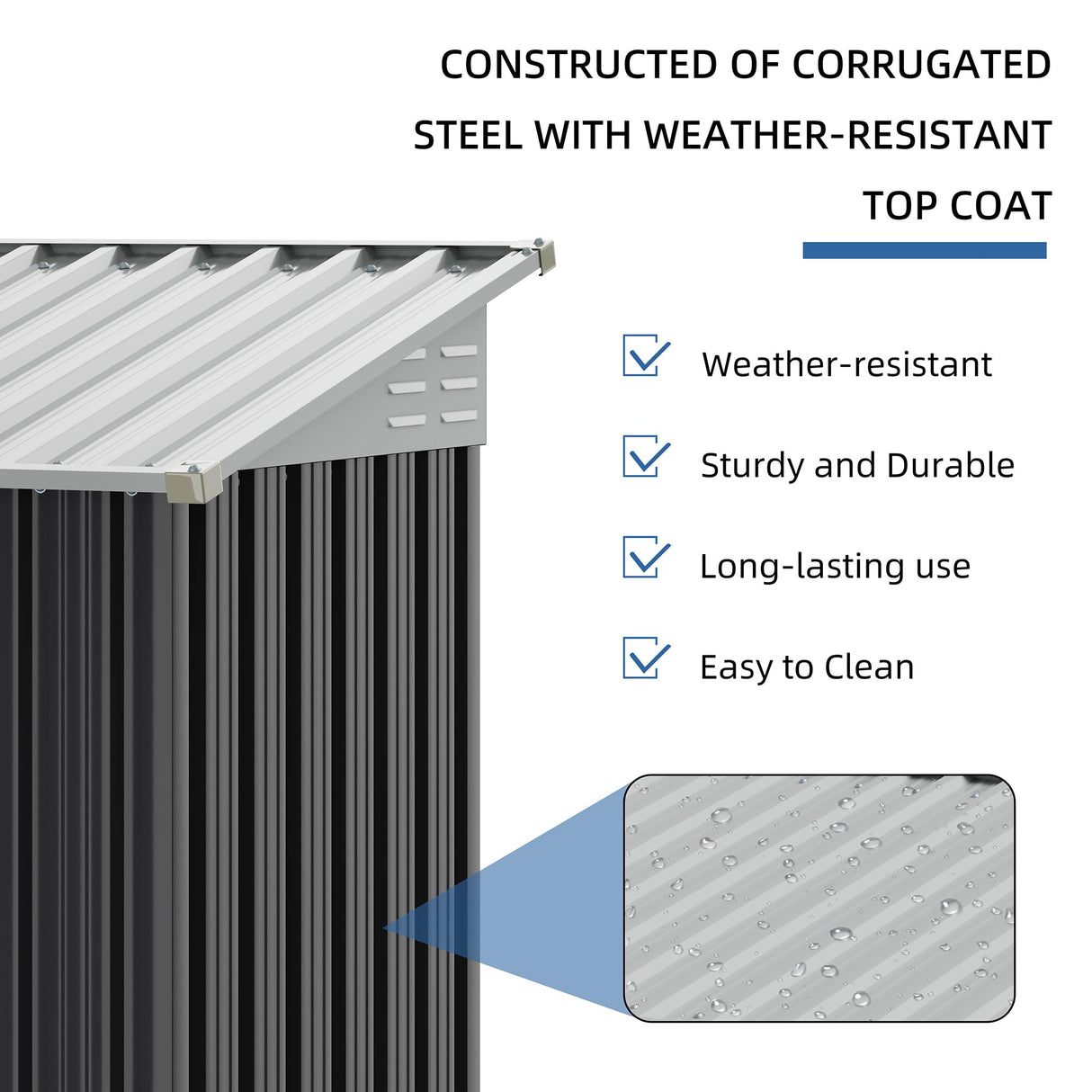 JYQAQA 5x3 FT Outdoor Garden Storage Shed, Waterproof Metal Garden Sheds with Window and Lockable Double Door, Weather Resistant Steel Tool Storage House Shed for Patio, Lawn Dark Gray JY QAQA PET