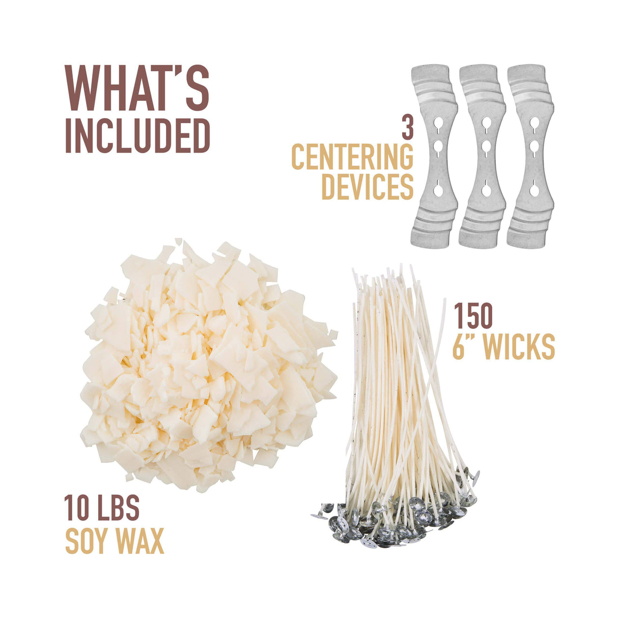 Oraganix DIY Candle Making Kit and Candle Making Supplies - Soy Wax for Candle Making - 10lbs Soy Candle Wax - 150 6-Inch Pre-Waxed Candle Wicks - 3 Metal Centering Devices - Bulk Flakes Soy Wax 10 lb Oraganix