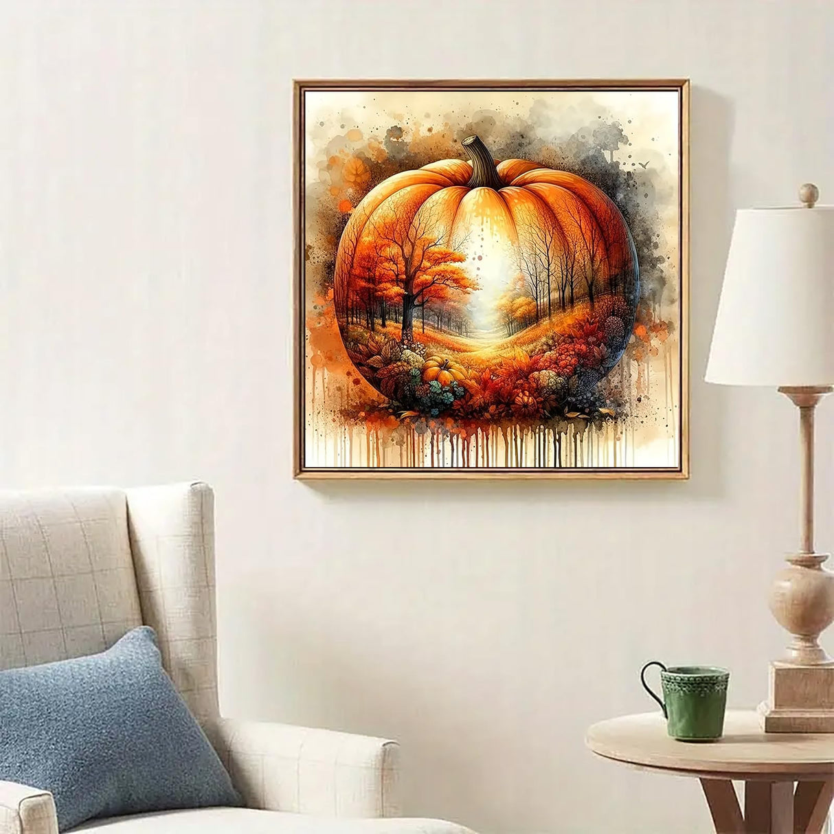 Pumpkin Leaf Tree Diamond Art Kits for Adults, 5D Autumn Diamond Painting Kits for Adults Beginners, DIY Full Round Drill Diamond Dot Painting Gem Art Kits for Adult, Home Wall Decor 13.8x13.8 Inch VCLKDIY
