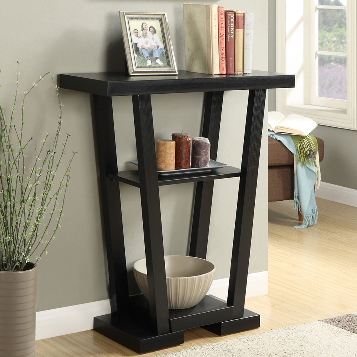 Convenience Concepts Newport V Console, 11.5 in x 31.5 in x 34 in, Black Convenience Concepts