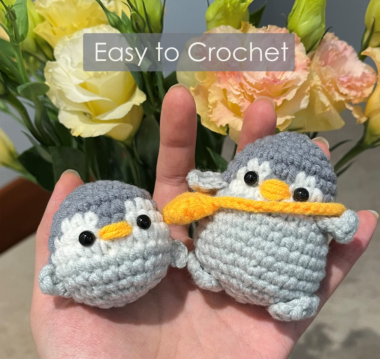 Weronique Penguin is a Challenging Crochet kit for Beginners, Step-by-Step Crochet Tutorial Help The Crafter to Easily Get Started, DIY Crochet Knitting Material Kit Included All The Necessary Tools Weronique