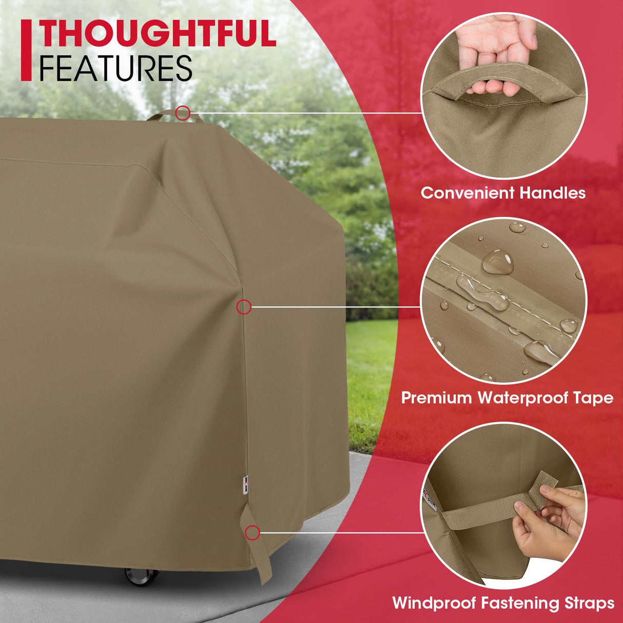 Unicook Grill Cover 60 Inch, Heavy Duty Waterproof BBQ Grill Cover for Outdoor Grill, Fade Resistant Gas BBQ Cover with Sealed Seam, Compatible with Weber Charbroil and More Grills, Neutral Taupe Unicook
