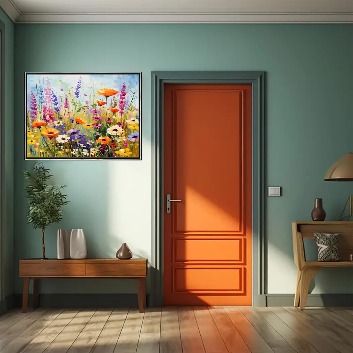 MaiMMaledy Paint by Numbers Kit for Adults Beginners Canvas Pictures with Framed Drawing Painting Acrylic Pigment with Wooden Triangle Easel Spring Flowers 8Wx12L inch MaiMMaledy