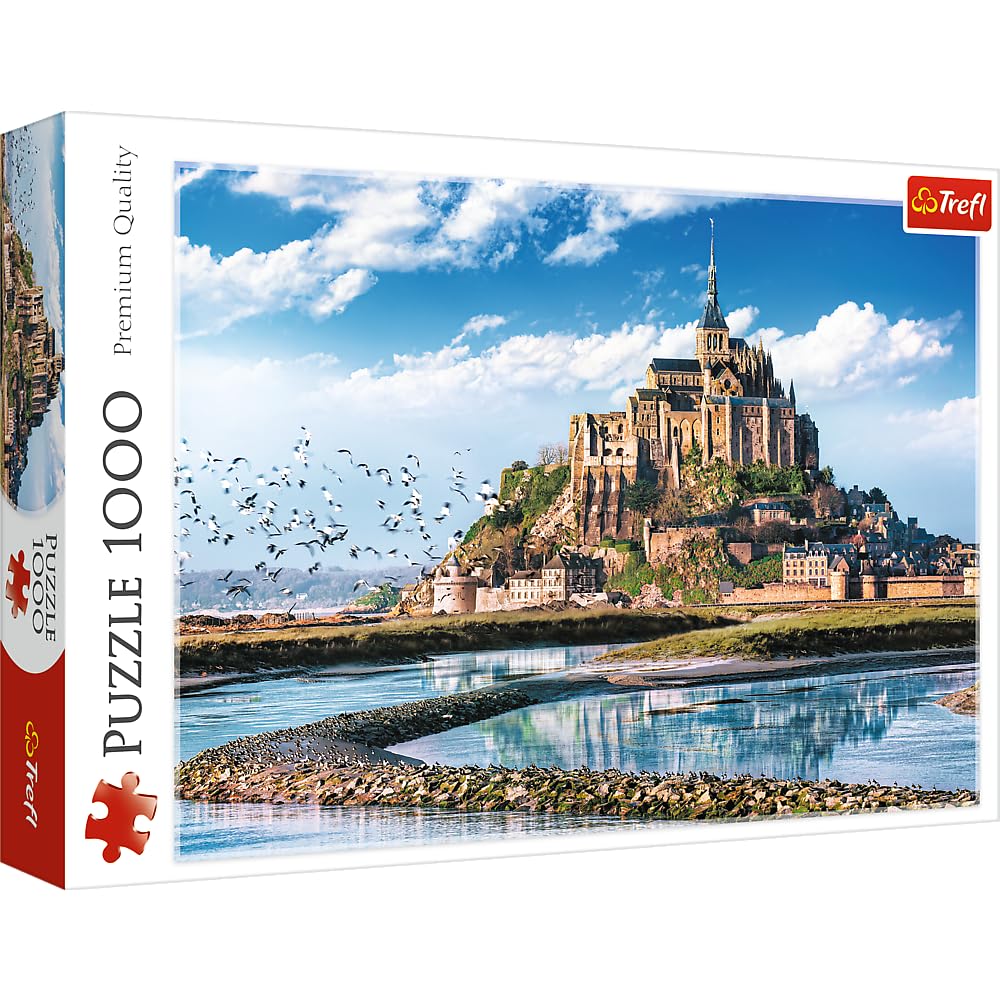 Trefl Mont Saint-Michel, France 1000 Piece Jigsaw Puzzle Red 27"x19" High Quality Print, DIY Puzzle, Creative Fun, Classic Puzzle for Adults and Children from 12 Years Old Trefl