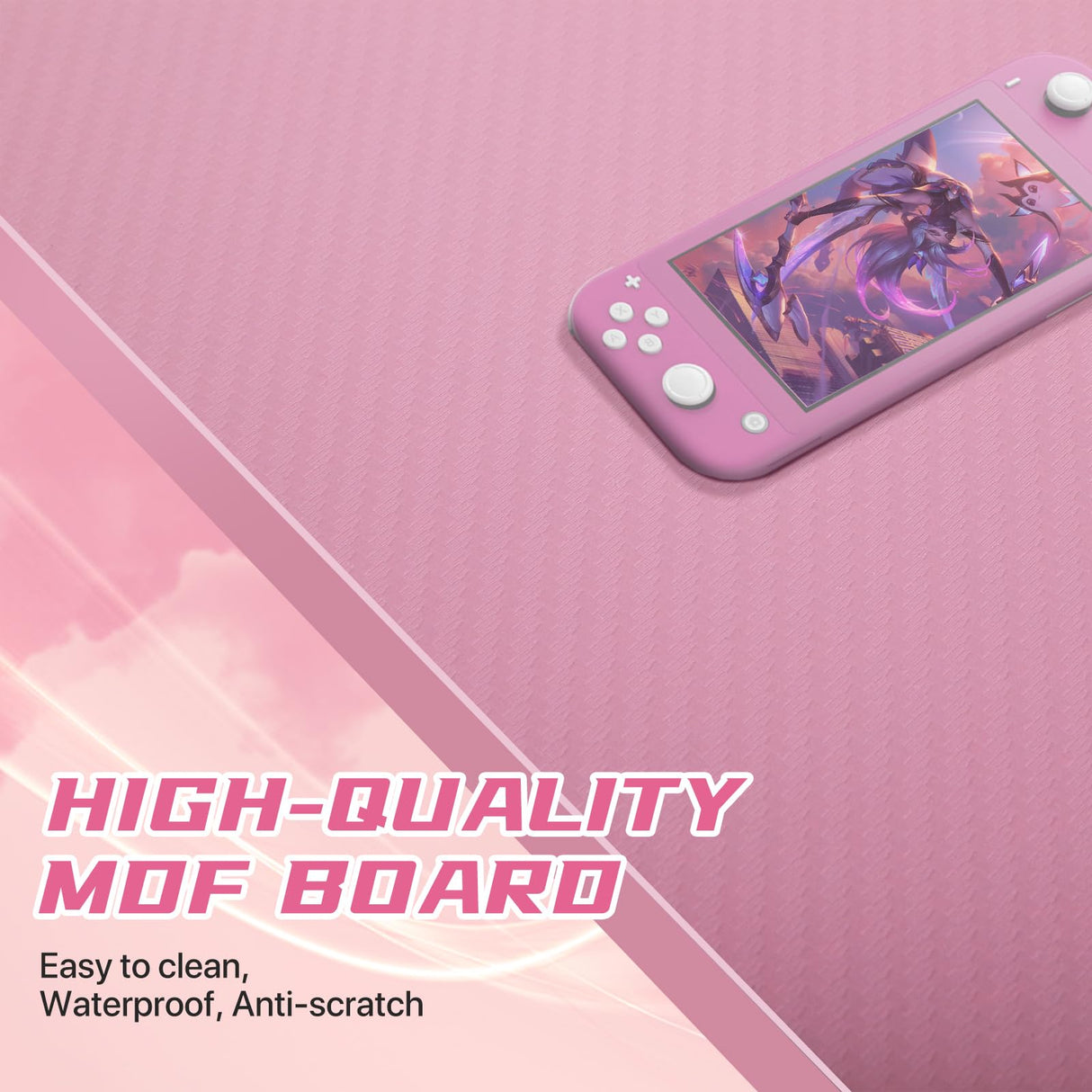 HKLGorg L Shaped Desk Gaming Desk, 50.4’’ Computer Desk, Gaming Table with Monitor Stand Corner Desk with MDF Board Surface, Home Office Desk for Girl Women Gift for Gaming Working Study, Pink HKLGorg