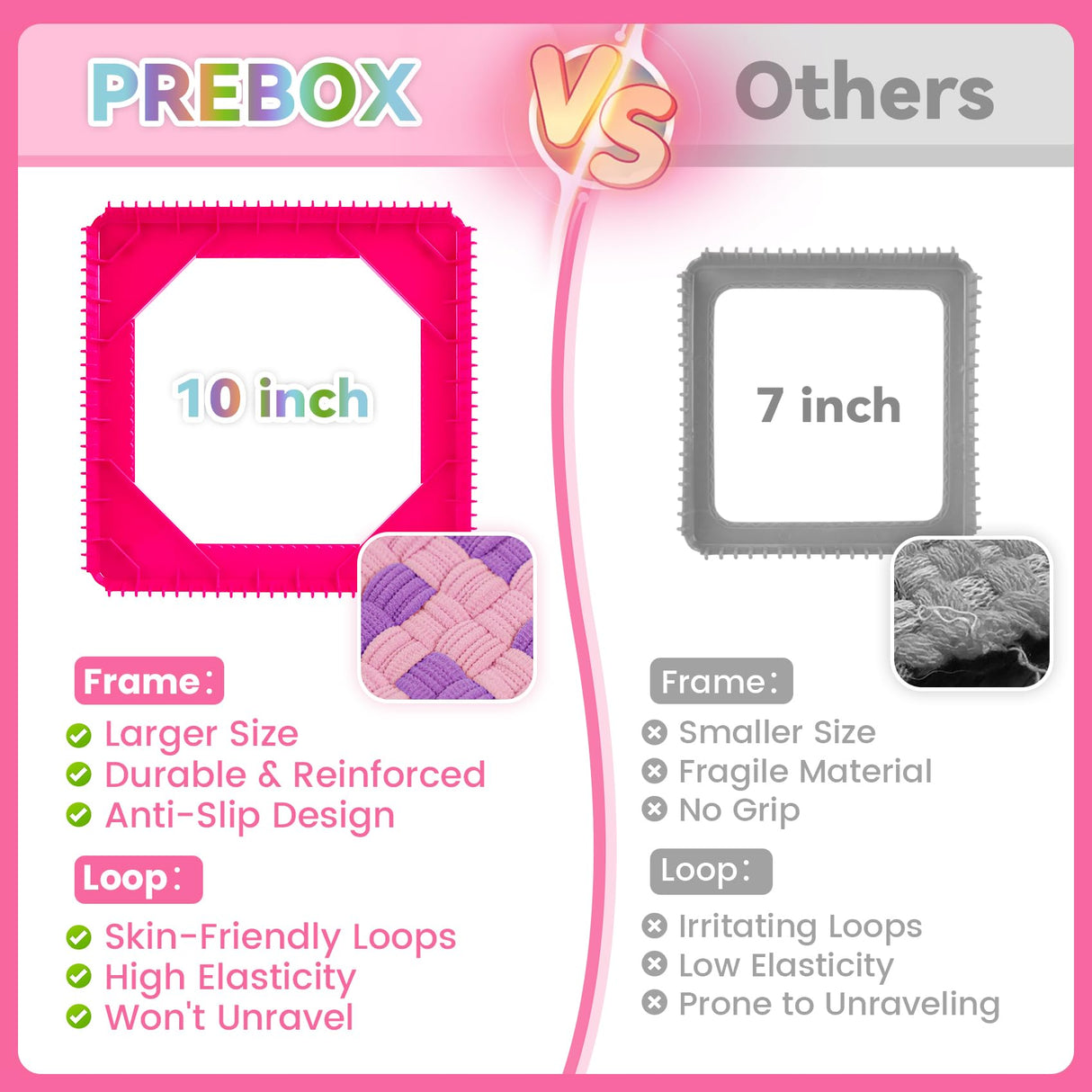 Pro 10 Inch Potholder Loom Kit for Kids & Beginners, Large Weaving Loom Crafts for Girls Age 6-12 Year Old & Adults, Gift Ideas for Birthday & Christmas, 112 Delicate Loops to Make 2 Pot Holders PREBOX