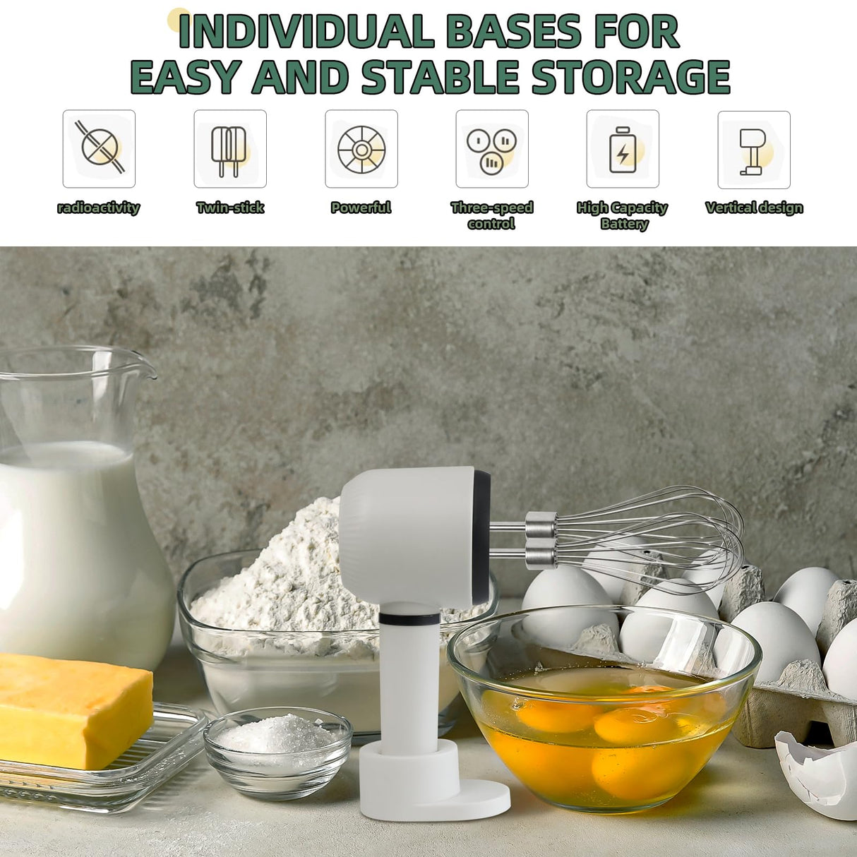 3 Speed Hand Mixer with Flex Edge Beaters-HM903 (milky white) SUNHAIXIA