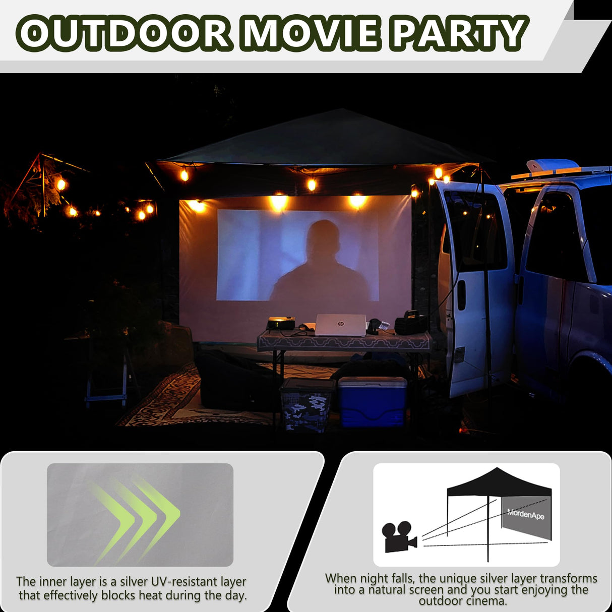 MordenApe Sunshade Sidewall for 10x10 Pop Up Canopy Gazebos Tent - Straight Leg, Instant Waterproof Canopy SunWall, 1 Pack Canopy Sidewall Only (Spliceable, White) MordenApe