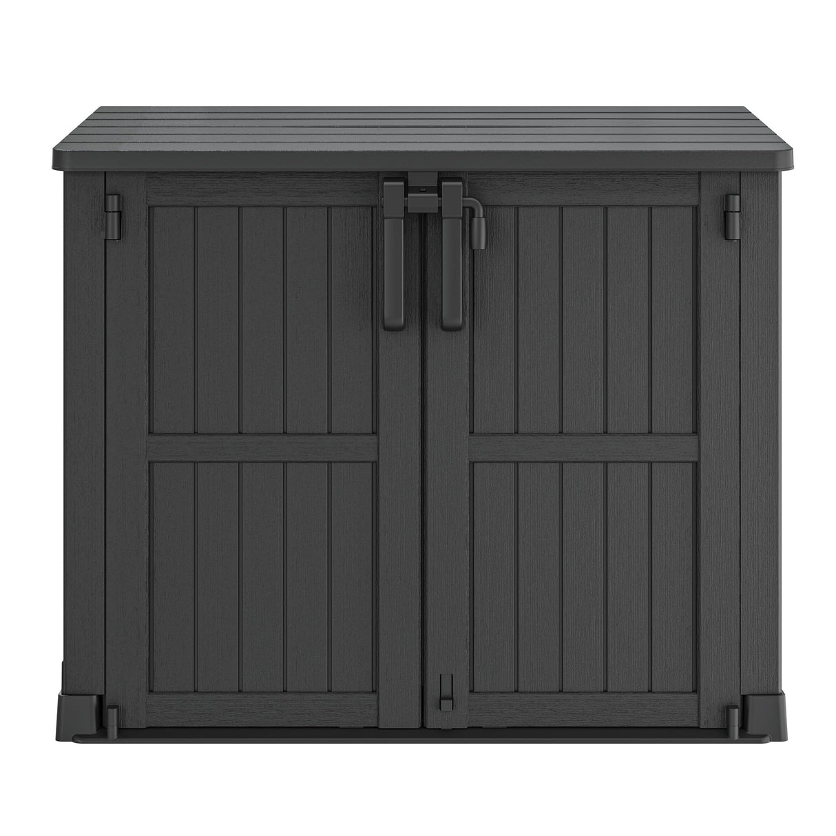 LHBGO Horizontal Storage Shed, Outdoor Resin Storage Shed 36 Cu. Ft. Garden Extra Large Capacity Weather Resistant Storage Box, Lockabl Waterproof Shed for Garbage Cans, Garden Tools,Black LHBGO