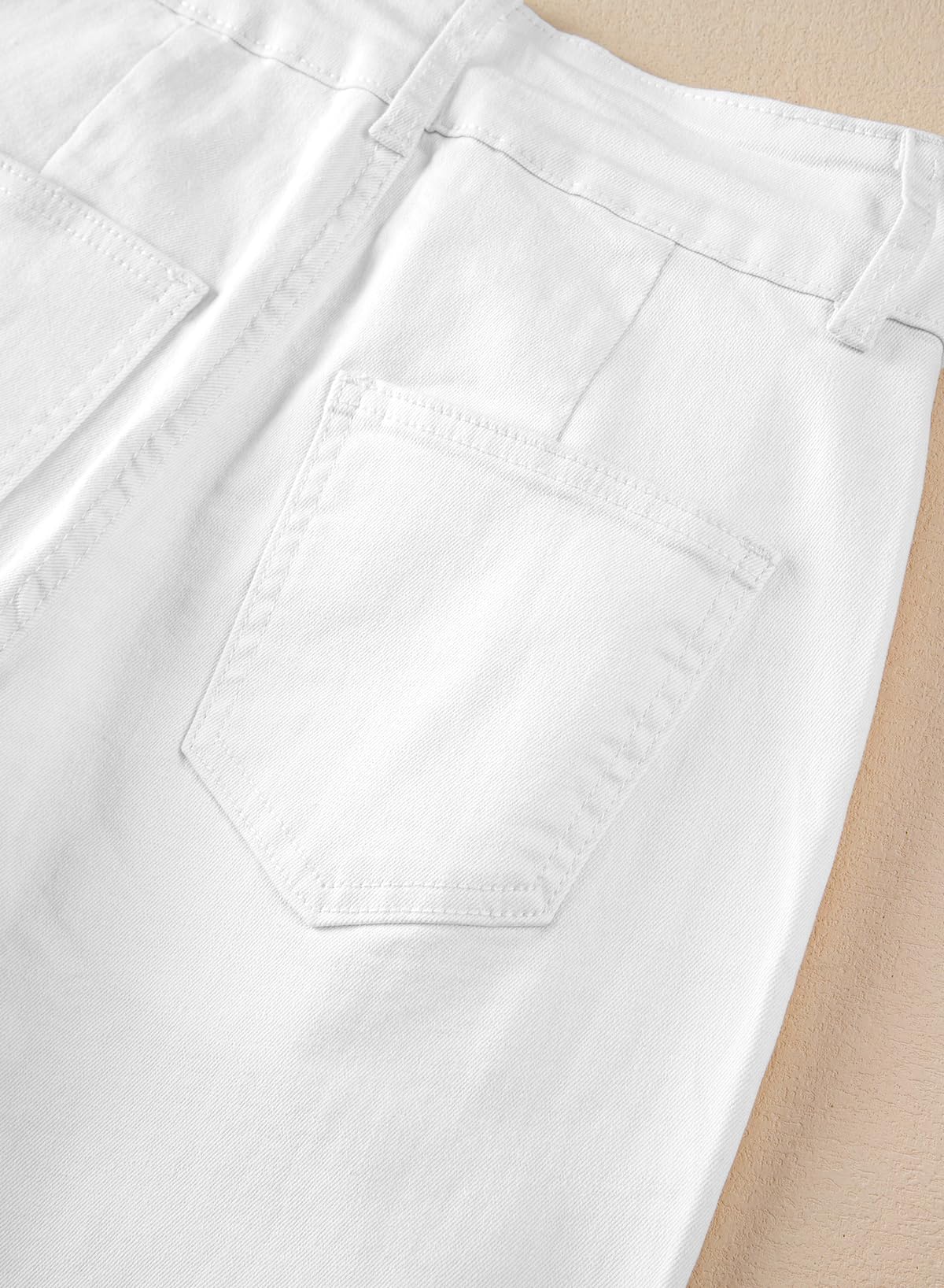 Sidefeel Womens Wide Leg Jeans Casual Baggy High Waisted Stretch Denim Pants Size 14 White Sidefeel