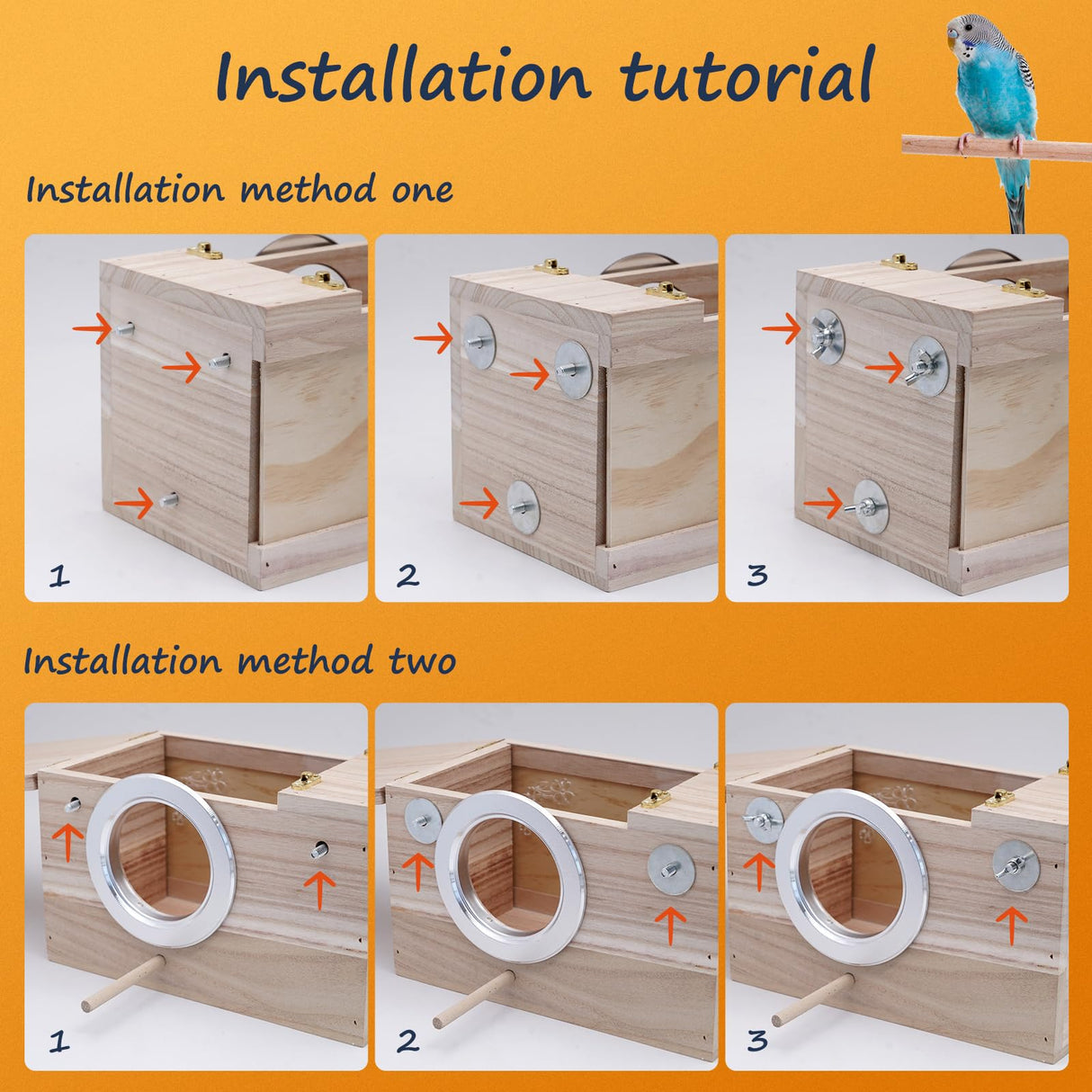 KHEARPSL Parakeet Nesting Box Transparent Bird Budgie Breeding Box Bird Nest Cage House for Lovebirds Cockatiels Parrots Budgie Finch Canary (Medium) KHEARPSL