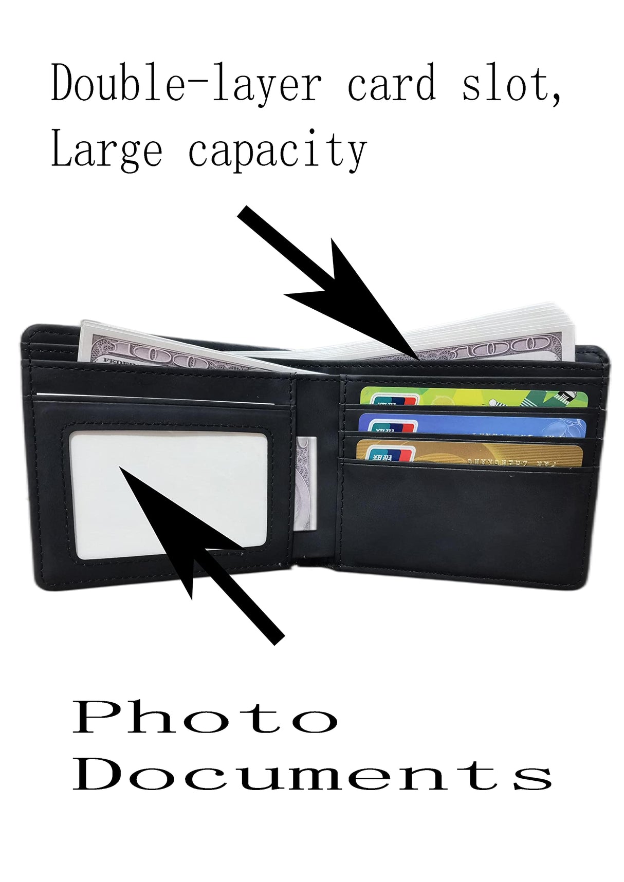 You Kang 2 Pieces Sublimation Wallet Blank DIY Bank Card Holder Two Mezzanine Multifunctional Wallets Diy Craft (Black) You Kang