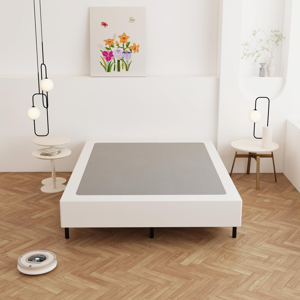 Maenizi 9 Inch Full Size Box Spring, Heavy Duty Metal Box Spring Bed Base with Fabric Cover, Mattress Foundation, Easy Assembly, Noise Free, Black Maenizi